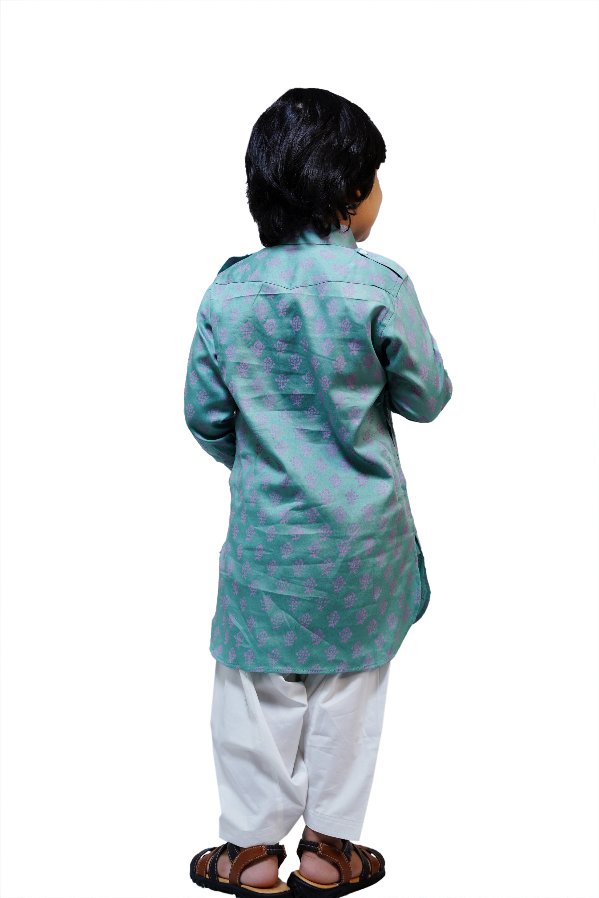 AQUA PATHANI KURTA PATIALA SET
