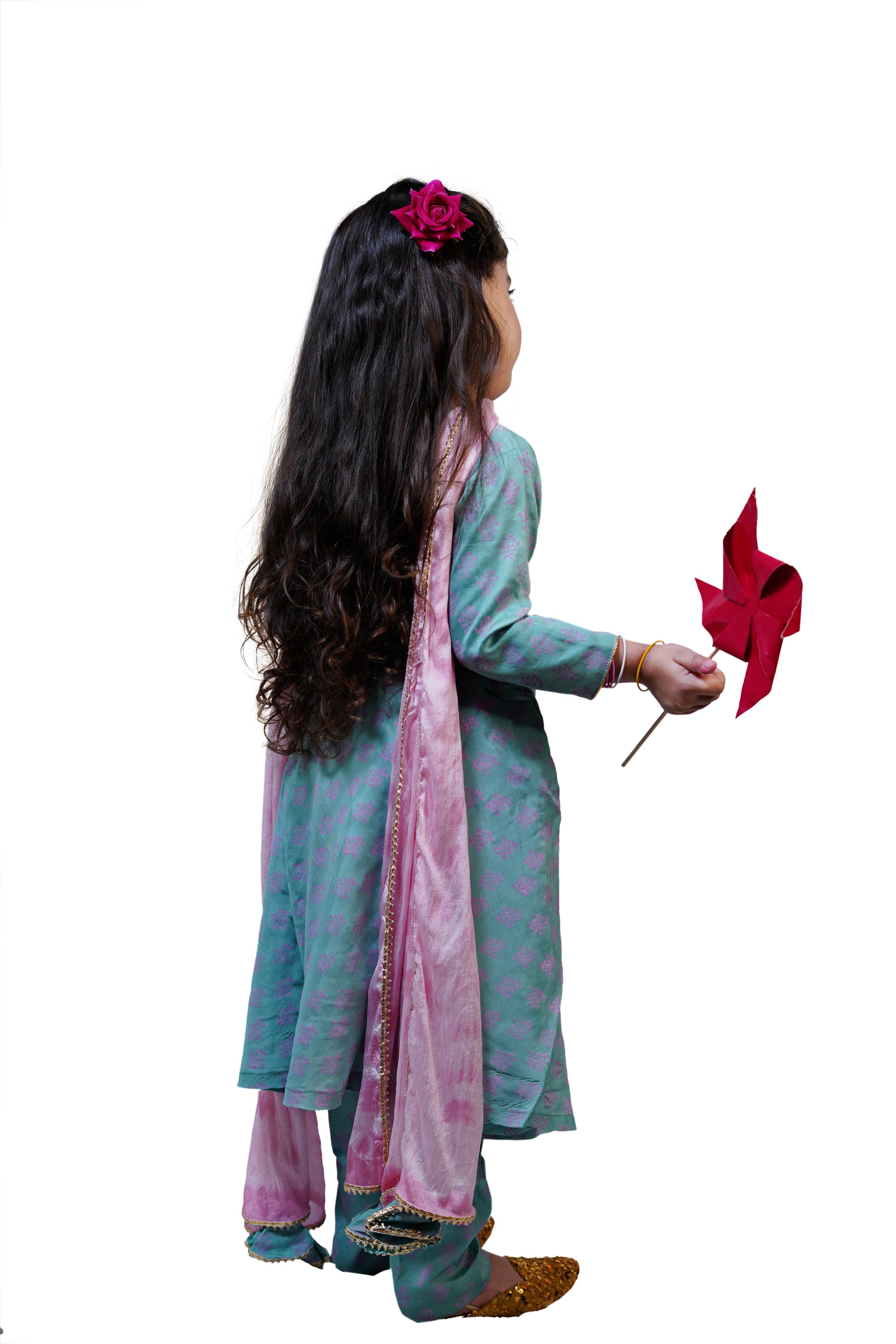 AQUA KURTA SET WITH DUPATTA