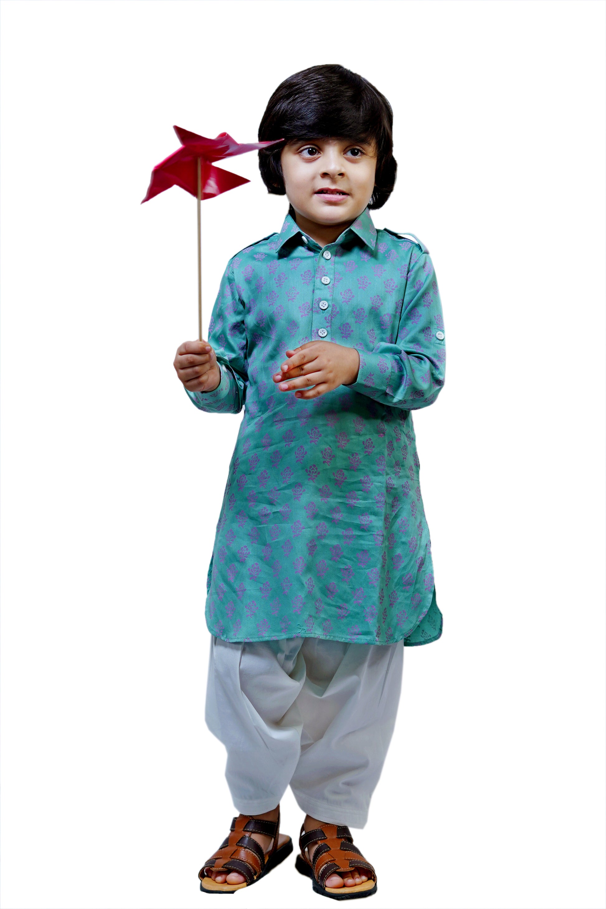 AQUA PATHANI KURTA PATIALA SET