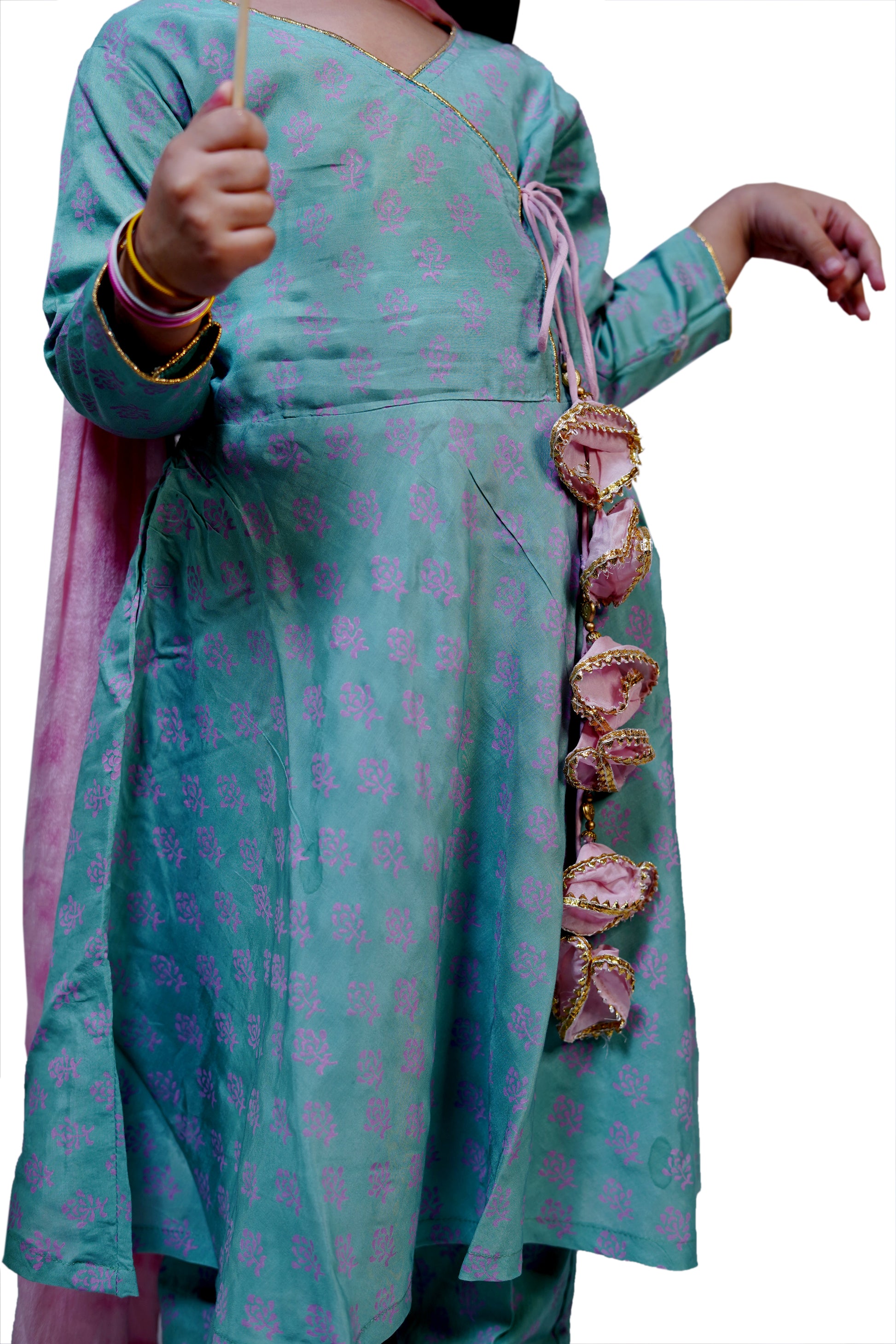 AQUA KURTA SET WITH DUPATTA