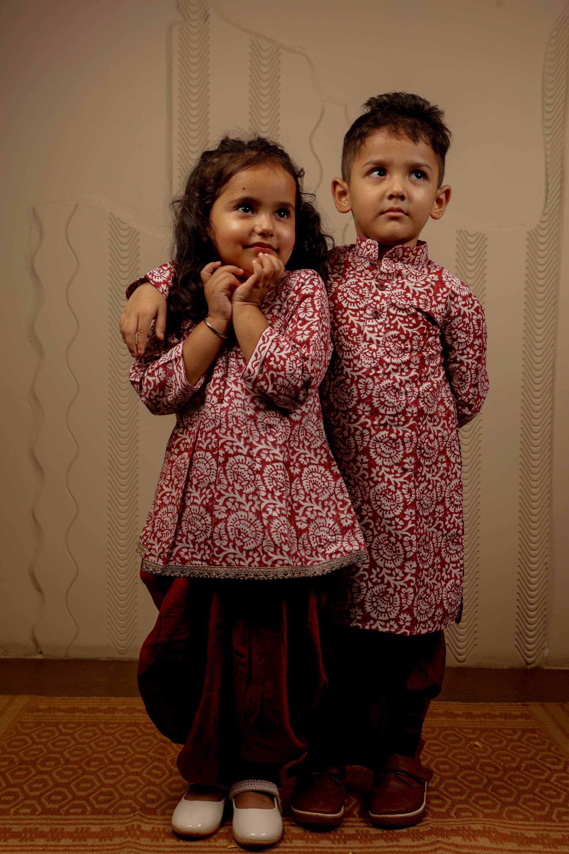 MAROON WHITE KURTI WITH DHOTI PANTS