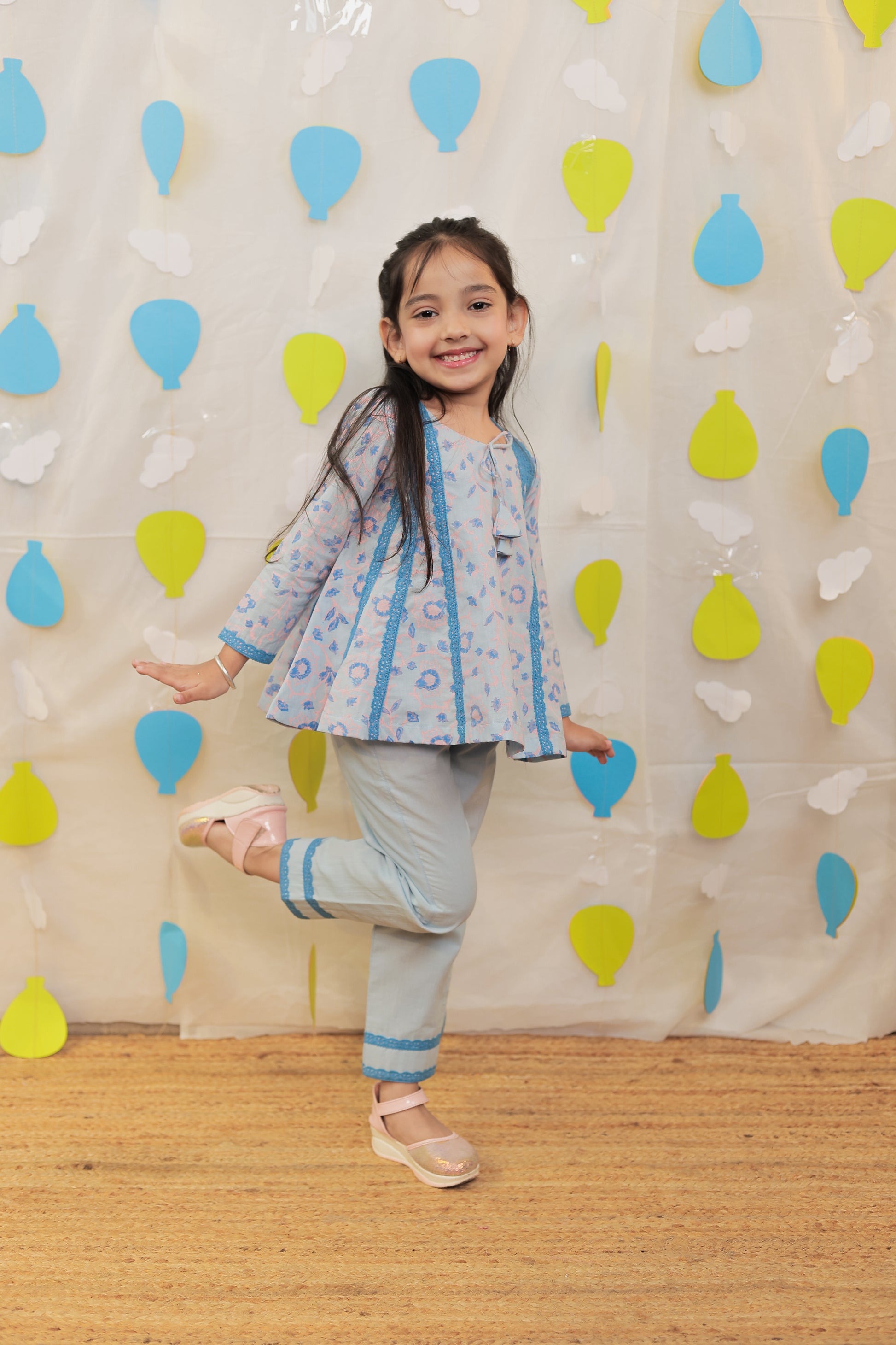 Blue short kurti with pants