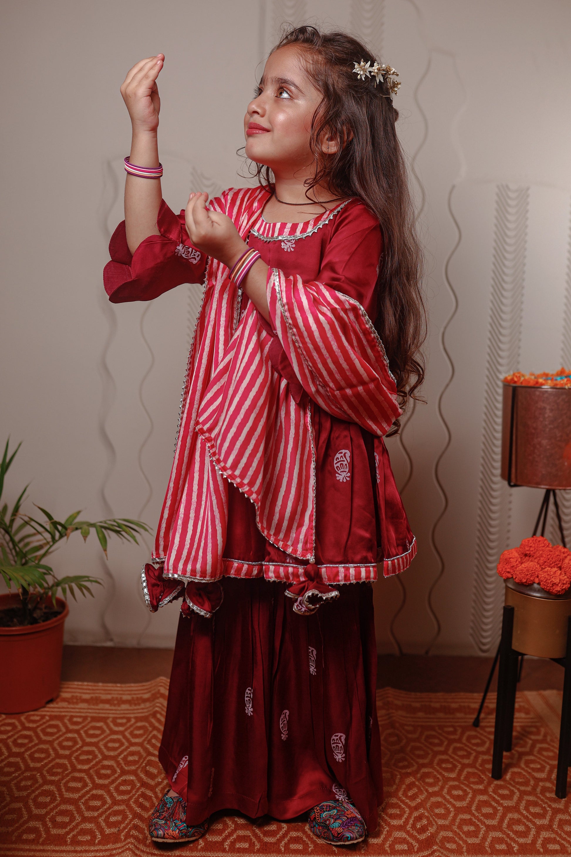 PURPLE PRINTED SHARARA SET WITH DUPATTA