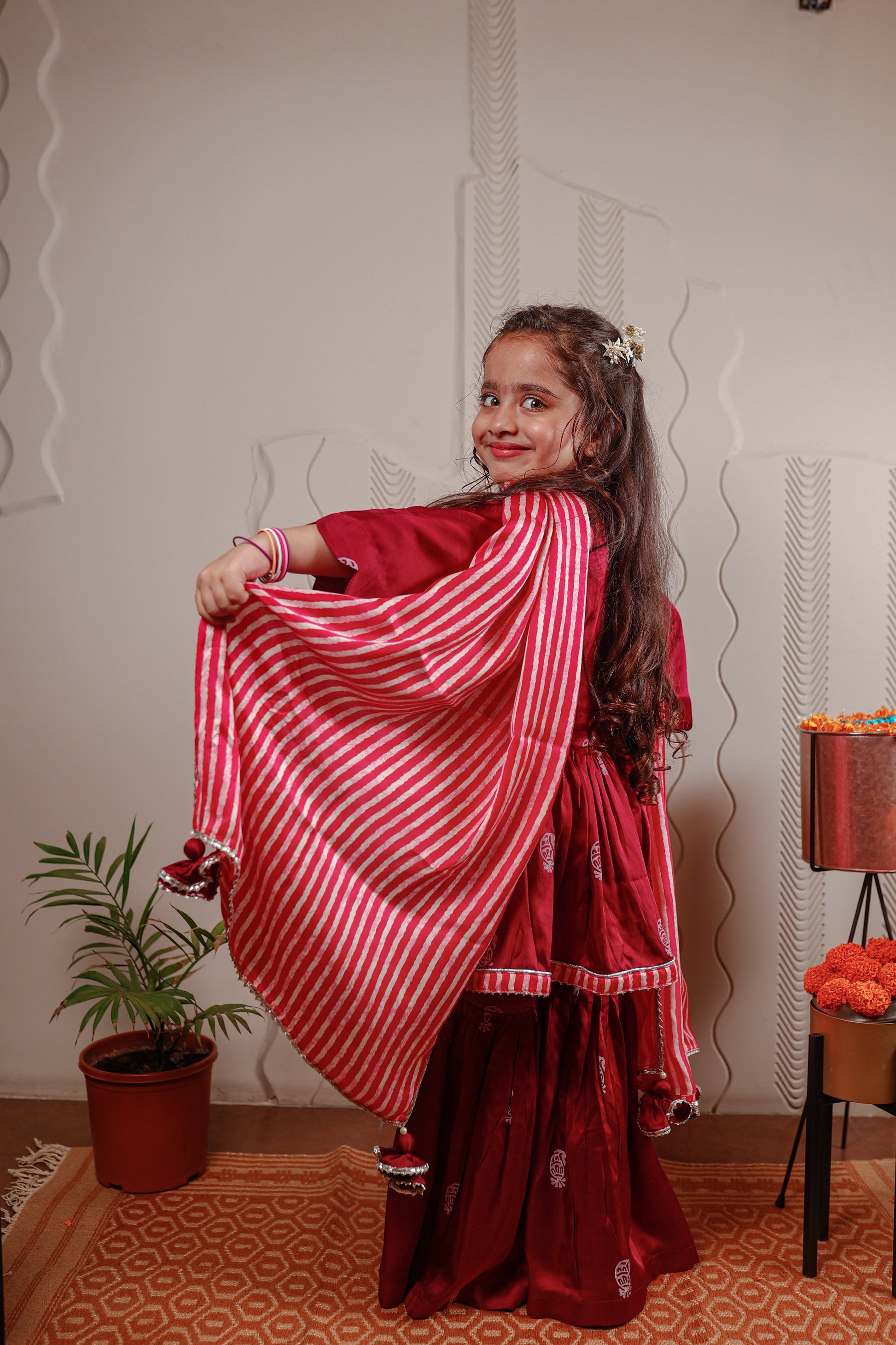 PURPLE PRINTED SHARARA SET WITH DUPATTA