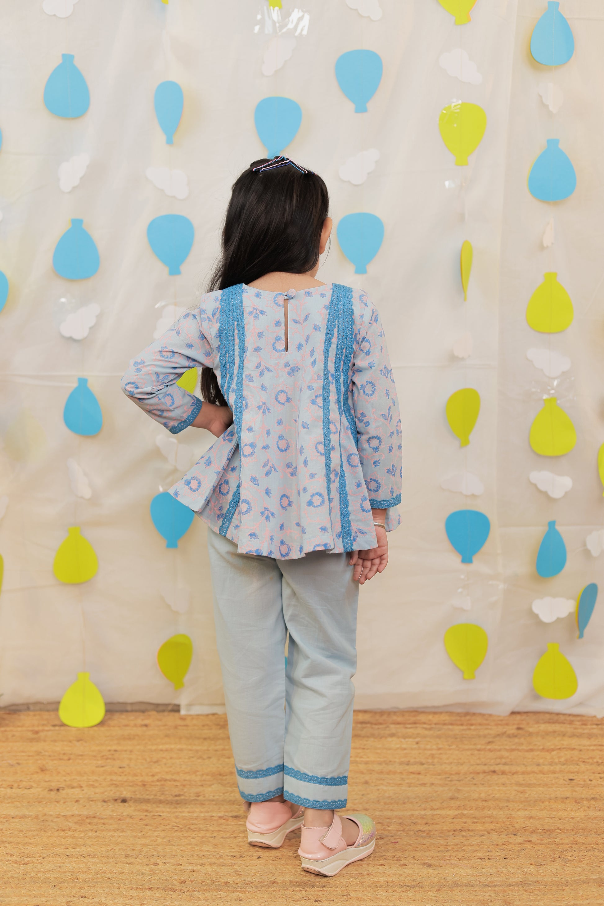 Blue short kurti with pants