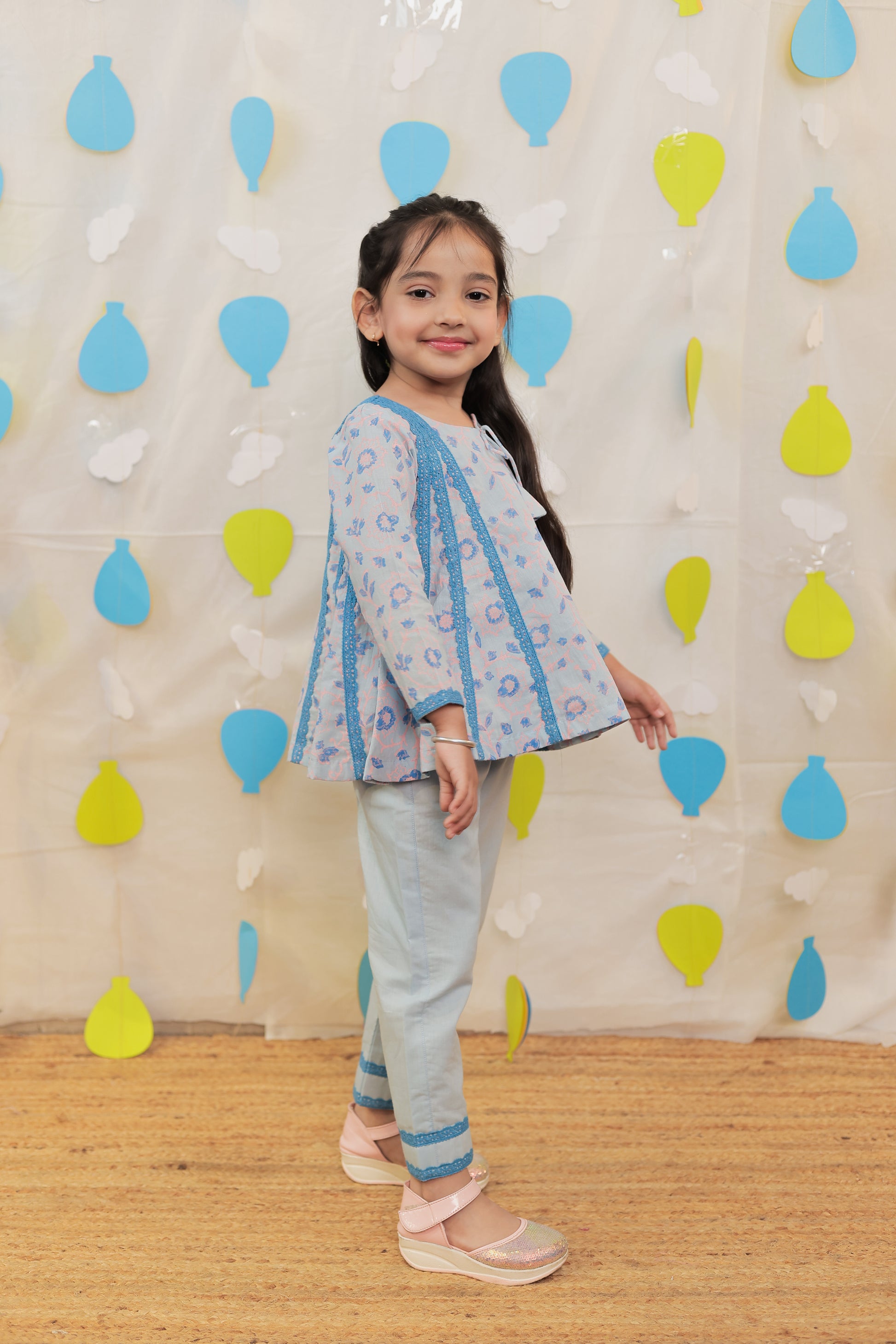 Blue short kurti with pants