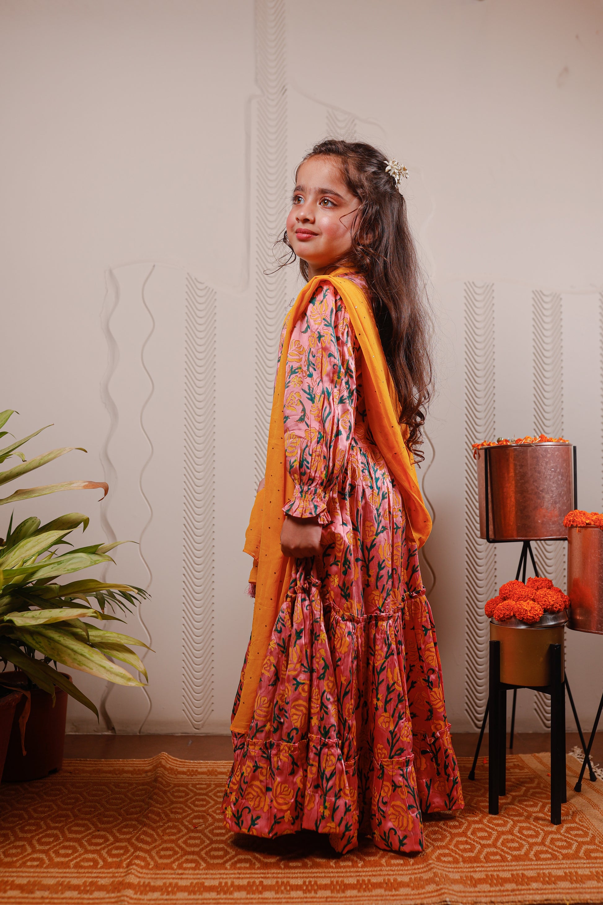 PINK FLORAL KURTA WITH DUPATTA