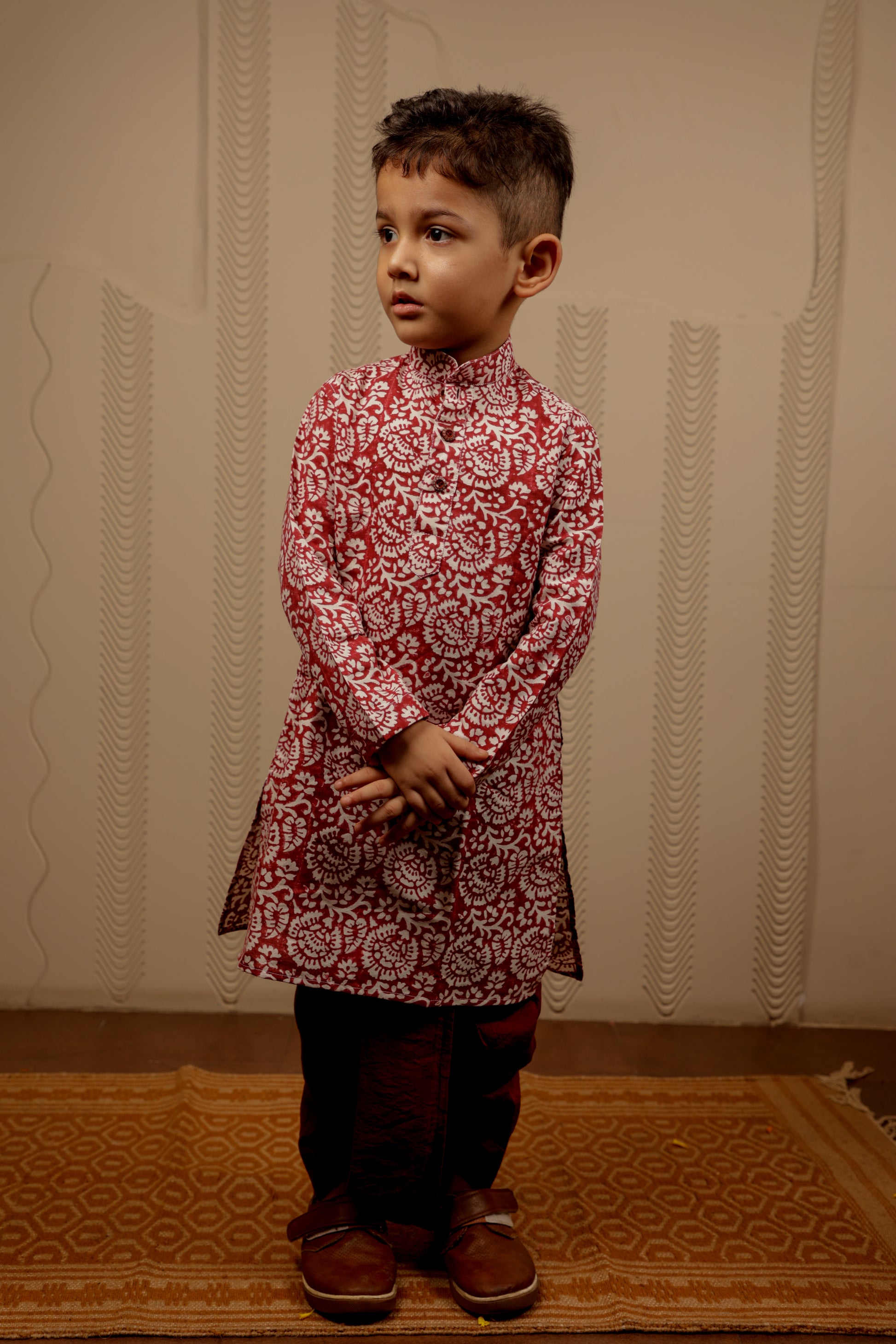 MAROON WHITE DHOTI KURTA SET
