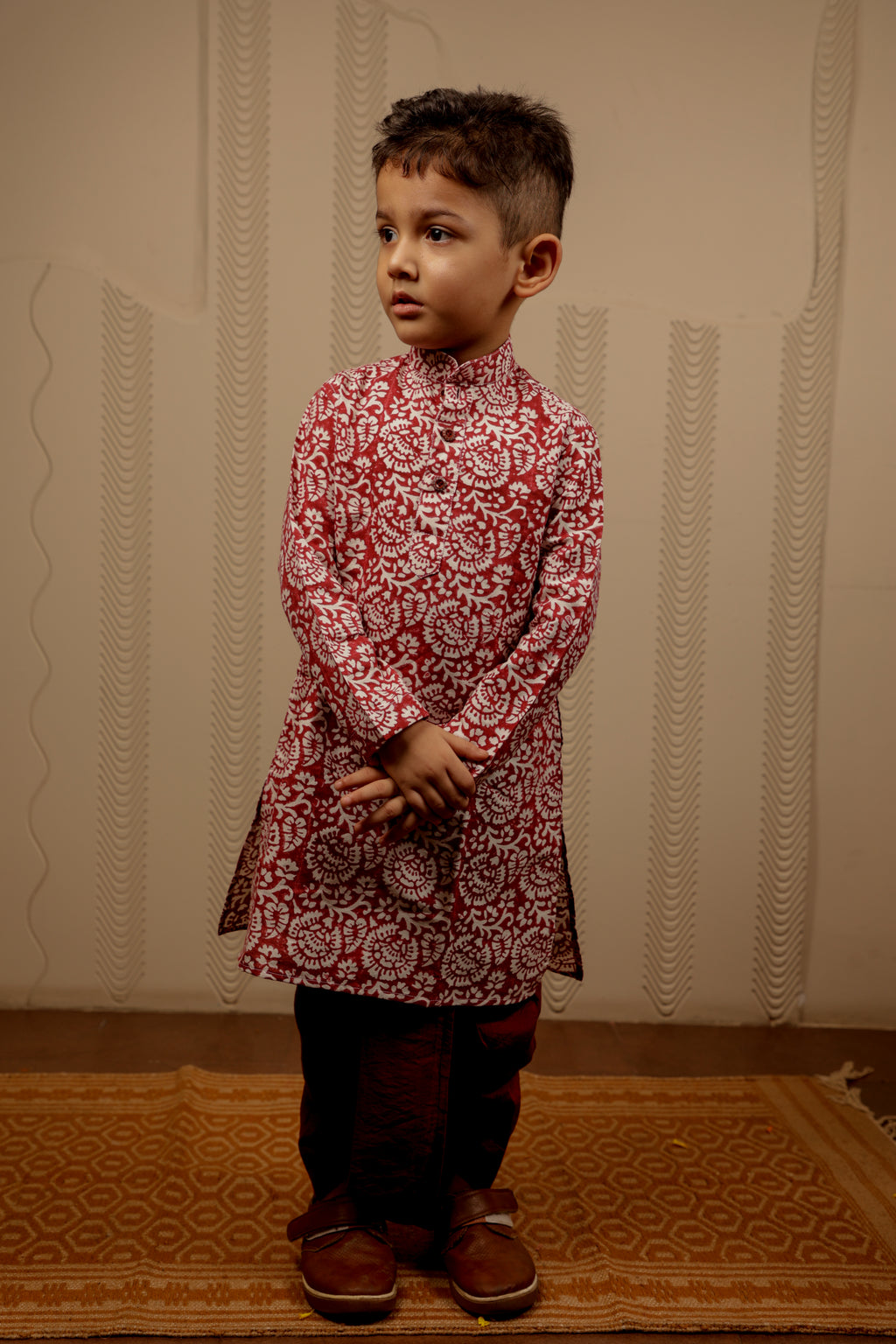 MAROON WHITE DHOTI KURTA SET