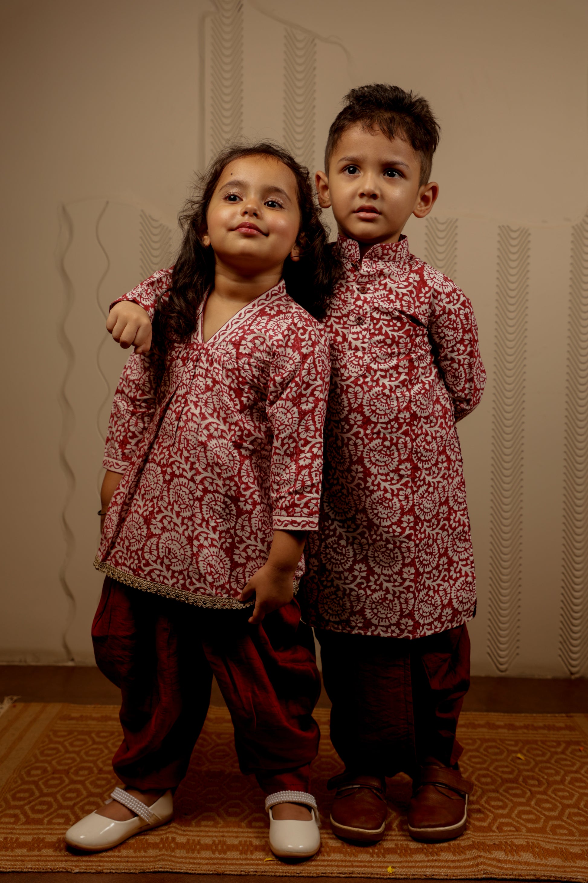 MAROON WHITE DHOTI KURTA SET