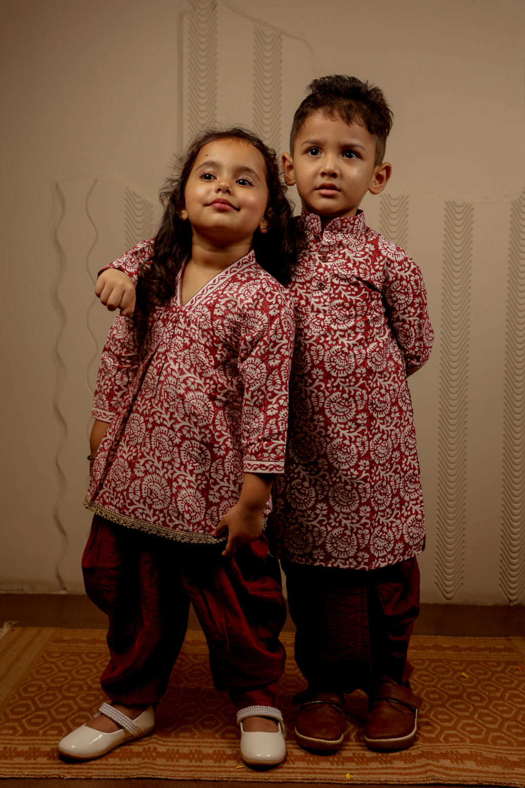 MAROON WHITE DHOTI KURTA SET