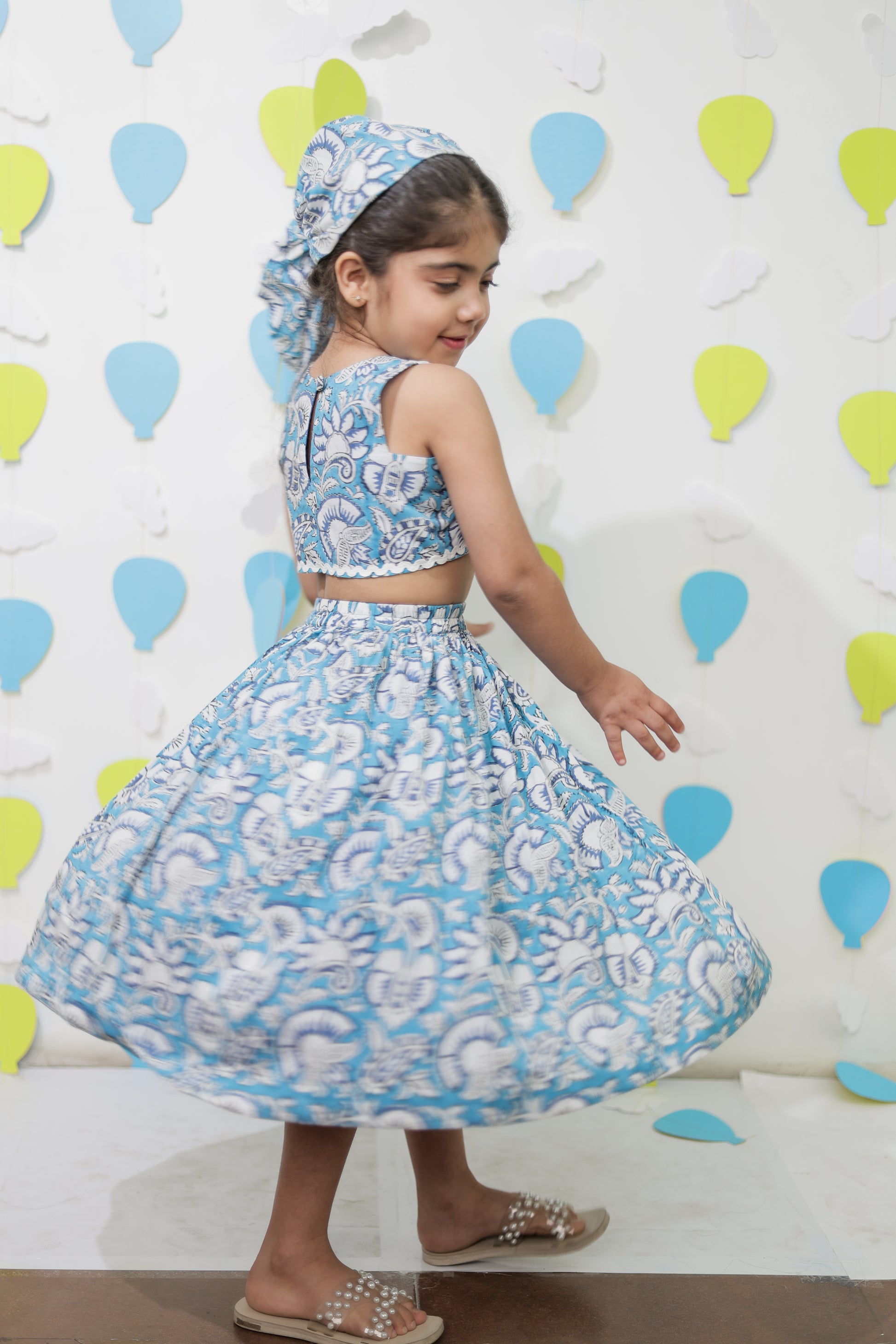 Blue Skirt with Crop top
