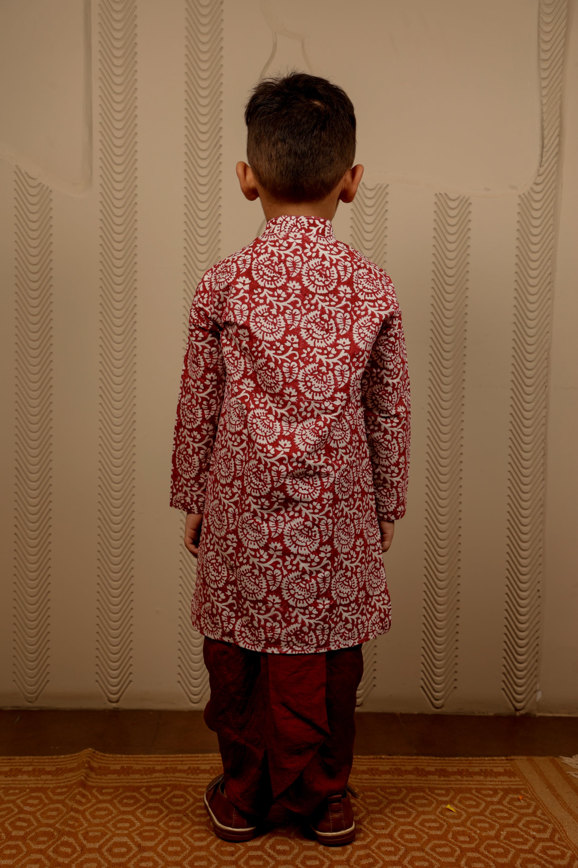 MAROON WHITE DHOTI KURTA SET