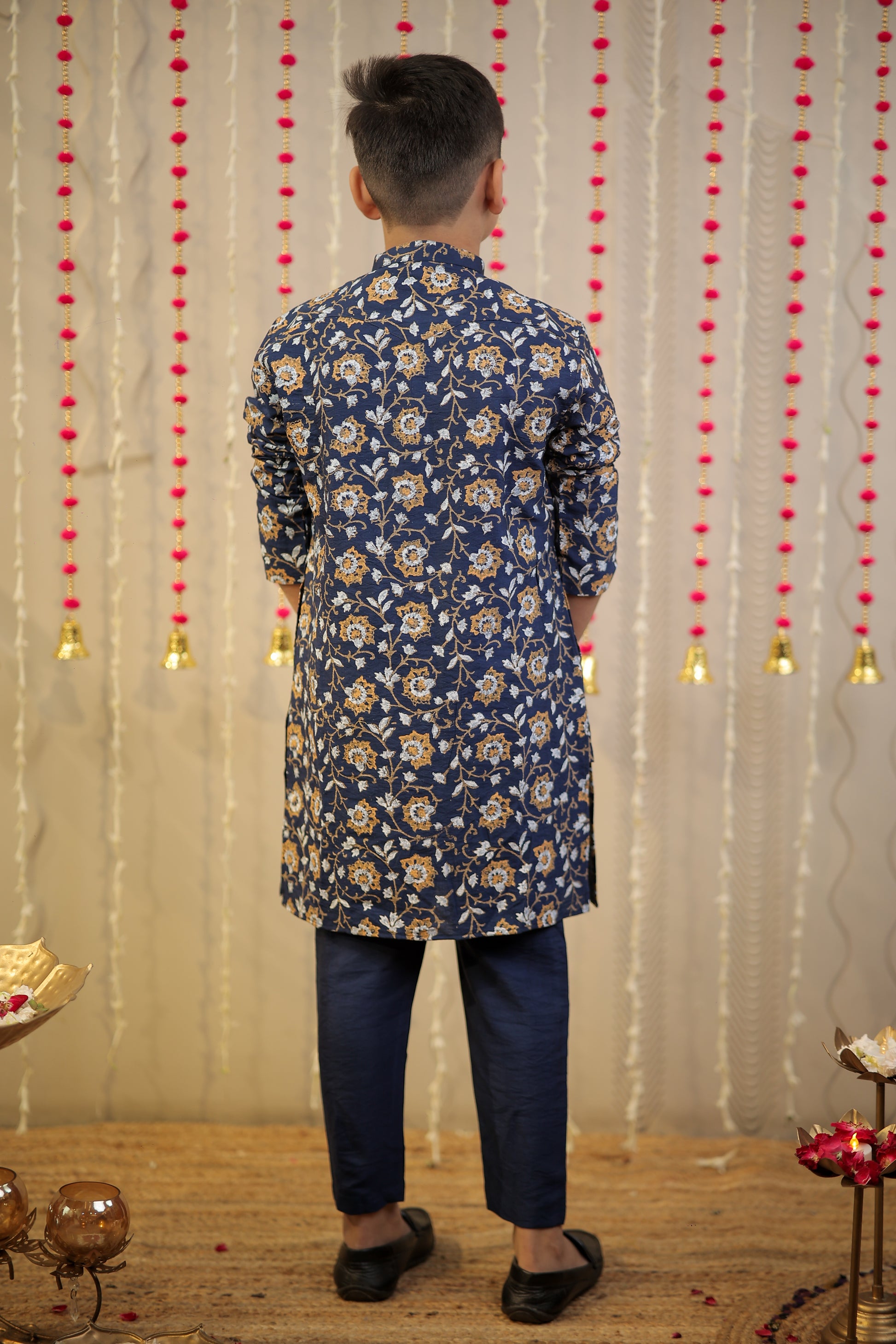 Ink Blue block printed kurta set.