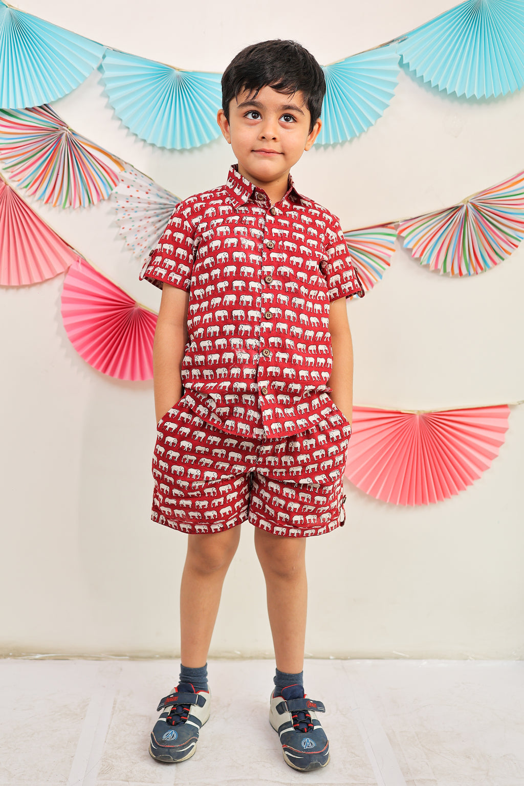 Red elephant delight co-ord set