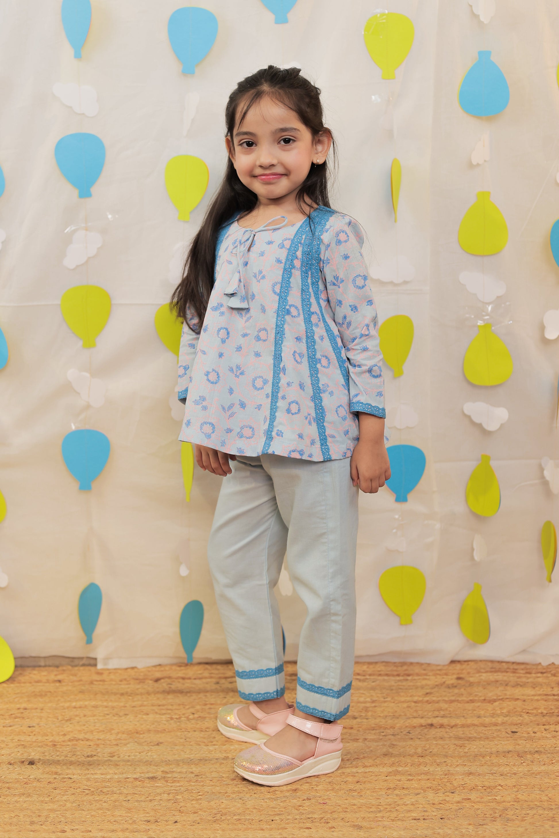 Blue short kurti with pants