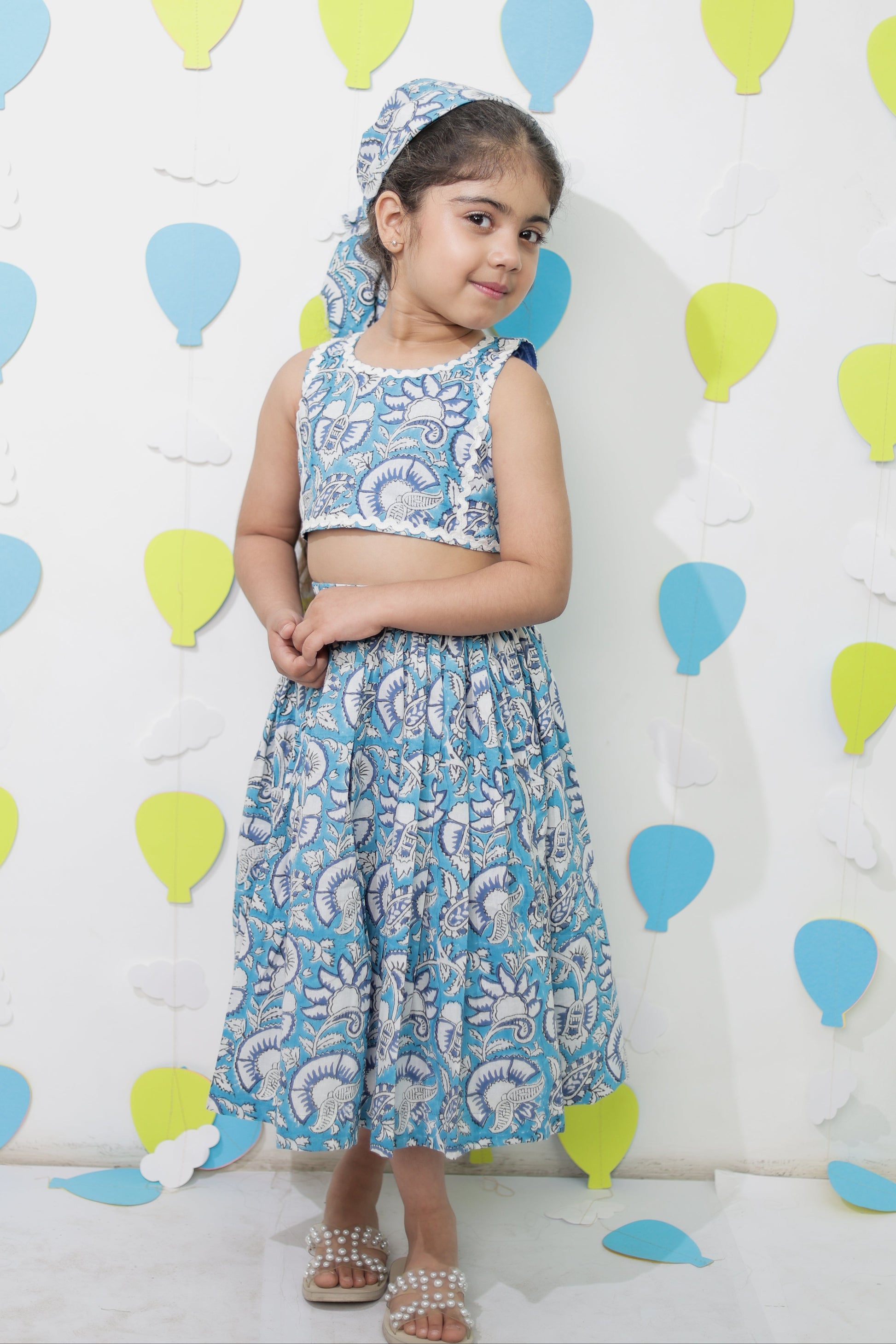 Blue Skirt with Crop top