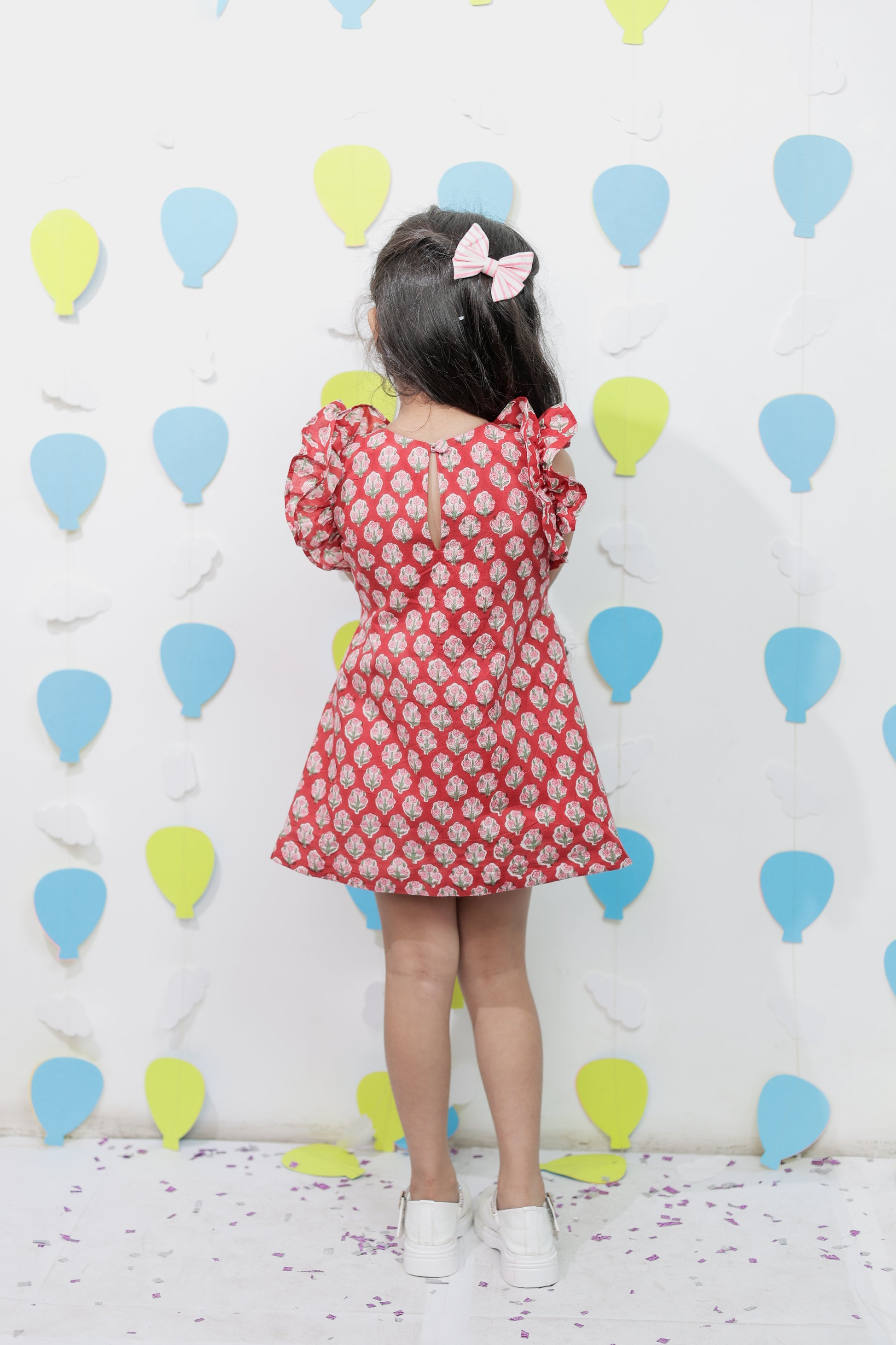 Red printed dress