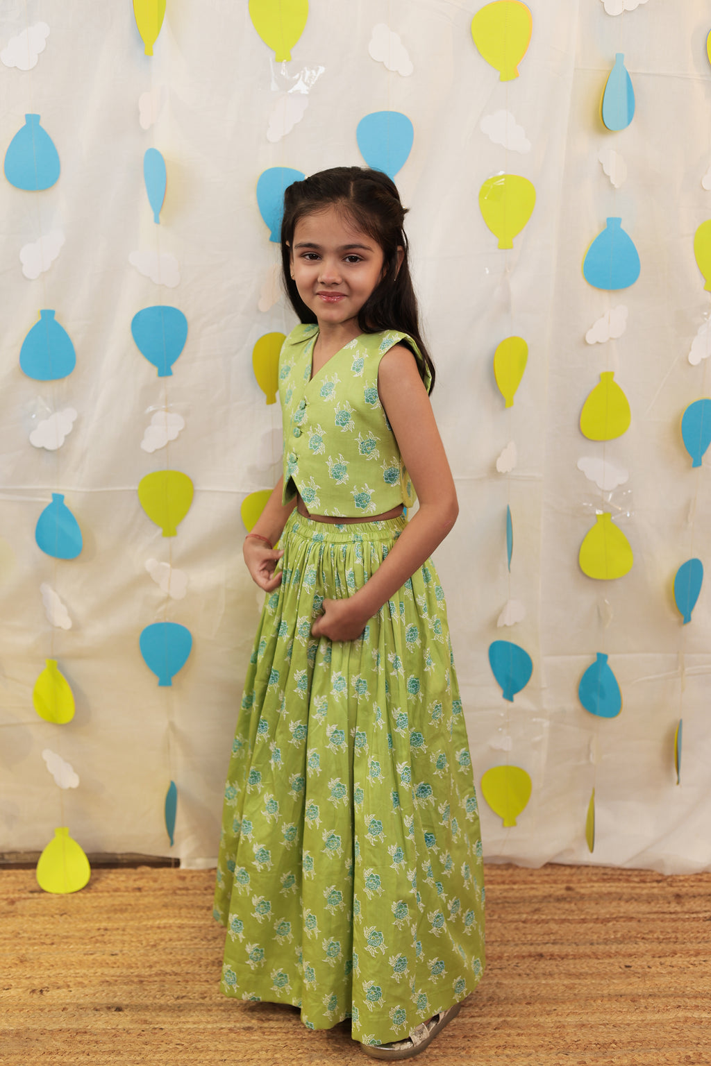 Green jacket with skirt set