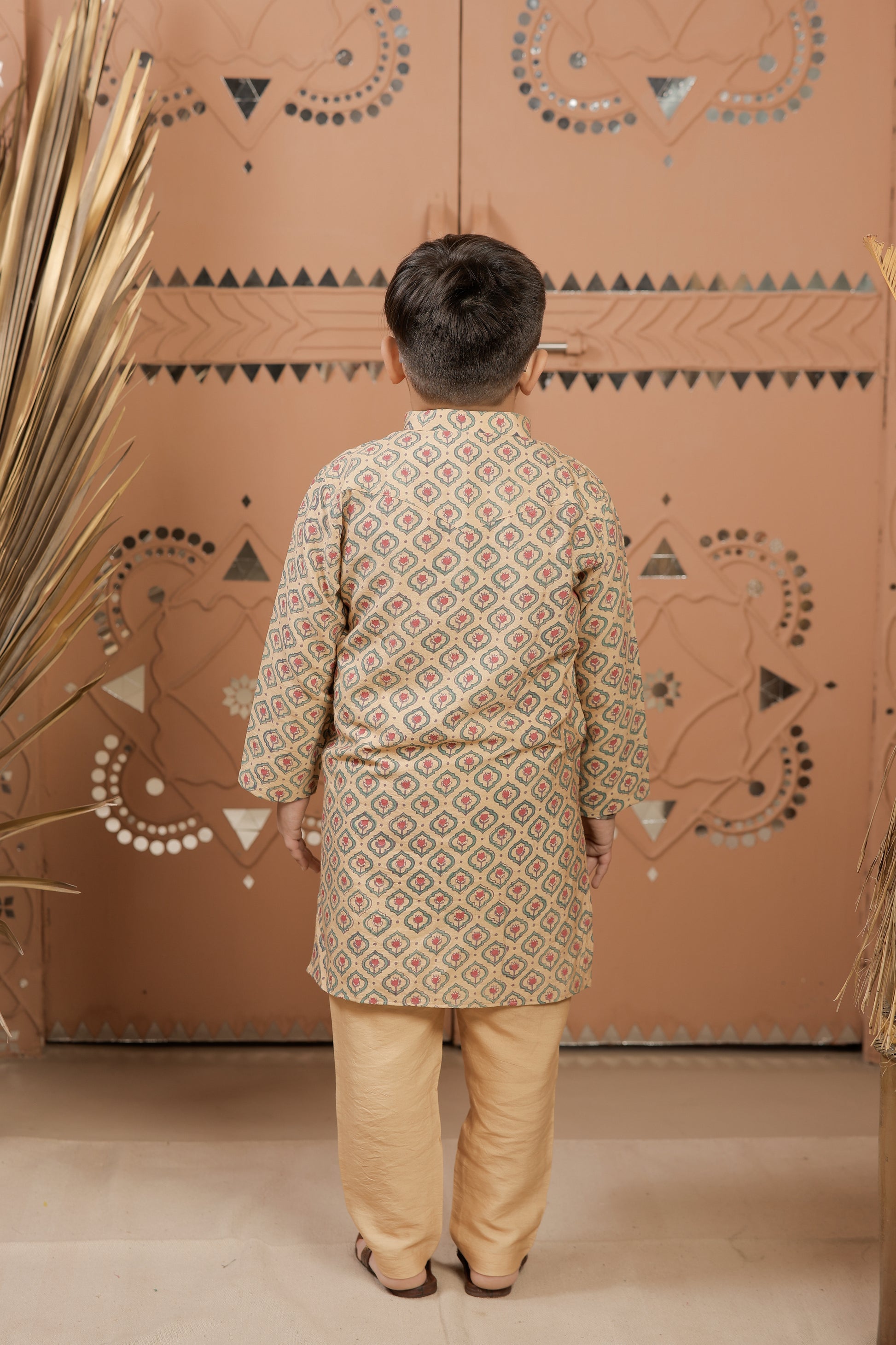 Beige Printed Kurta Set
