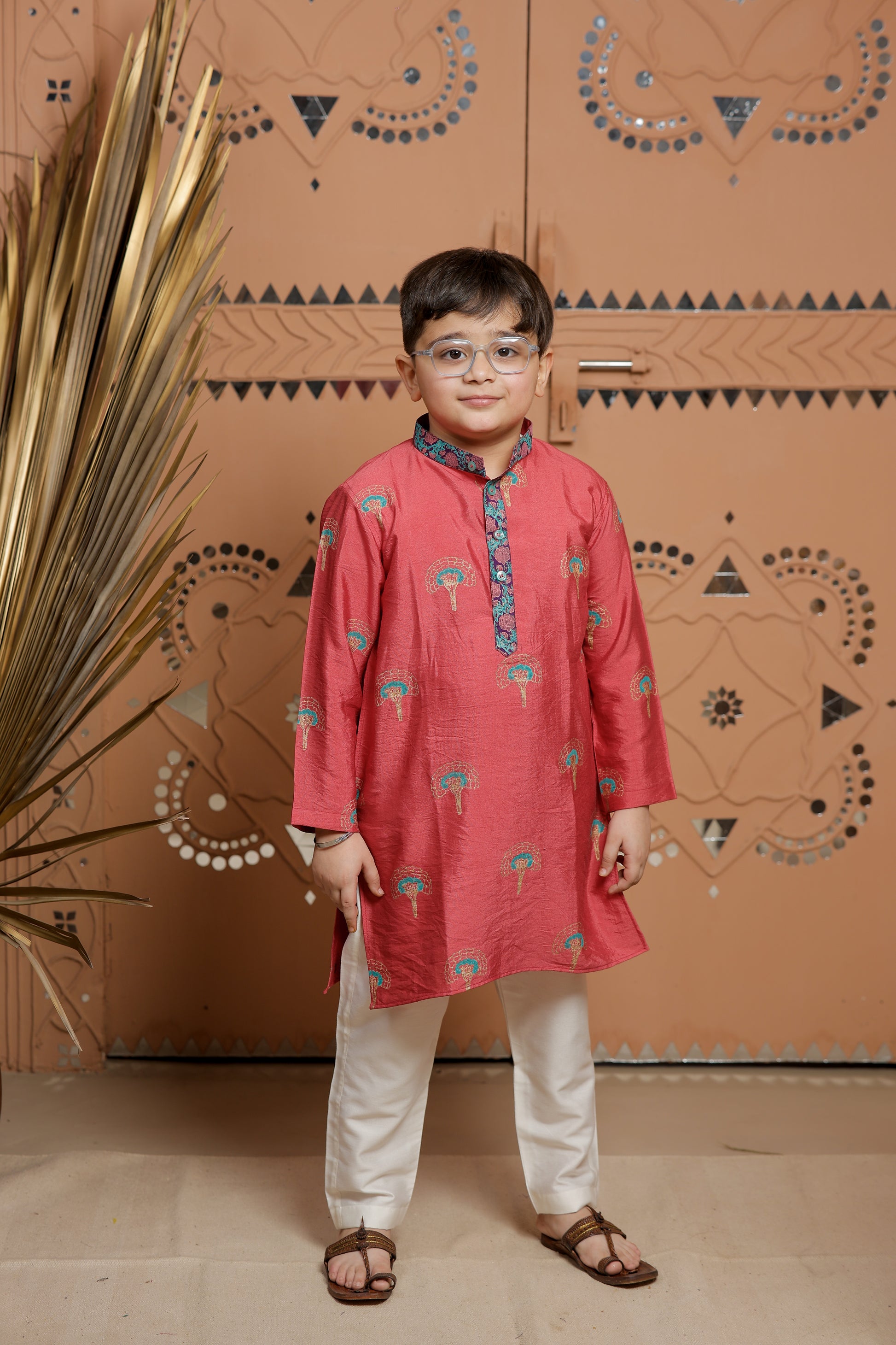 Pink Block Printed Kurta Set