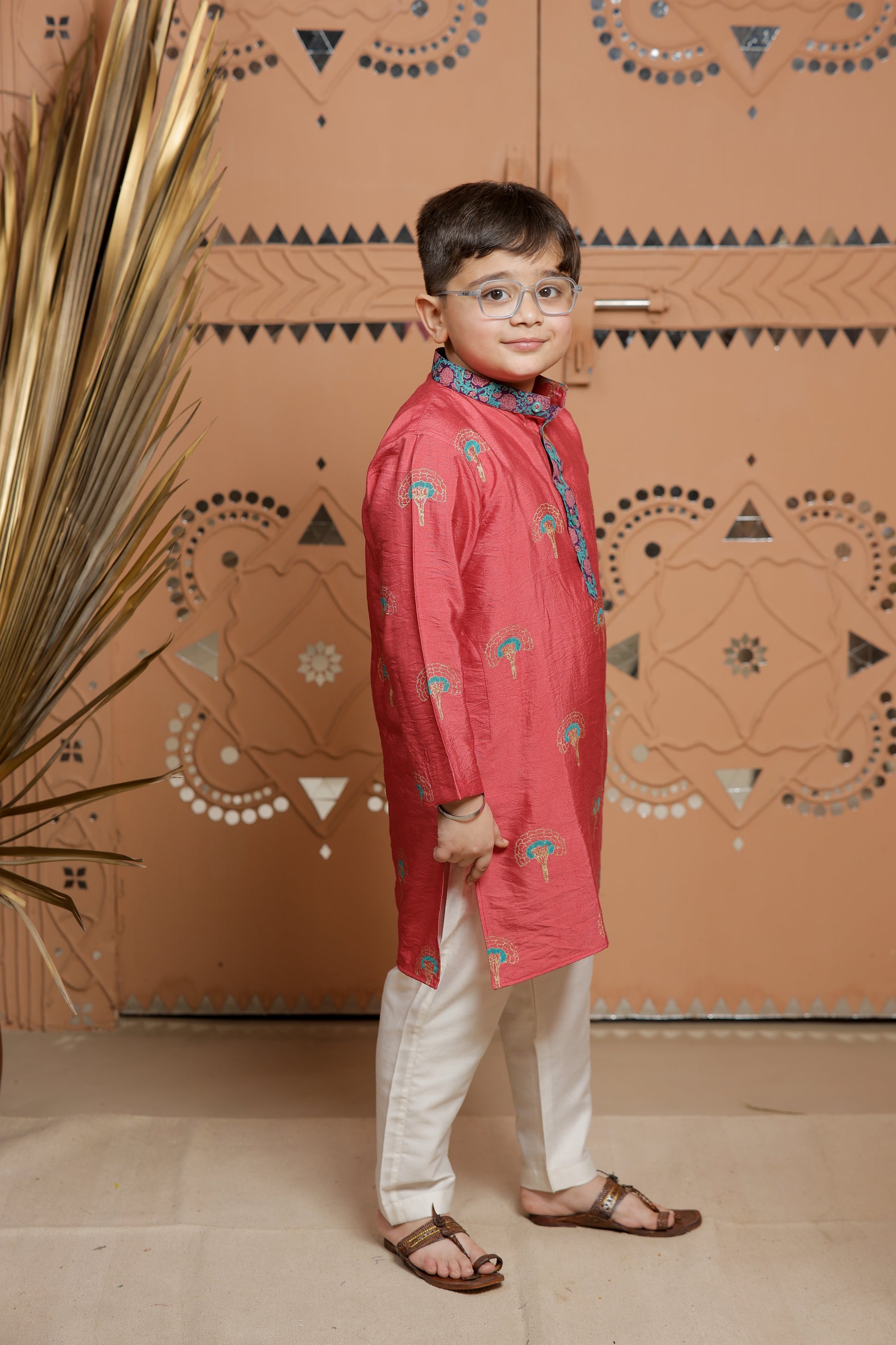 Pink Block Printed Kurta Set