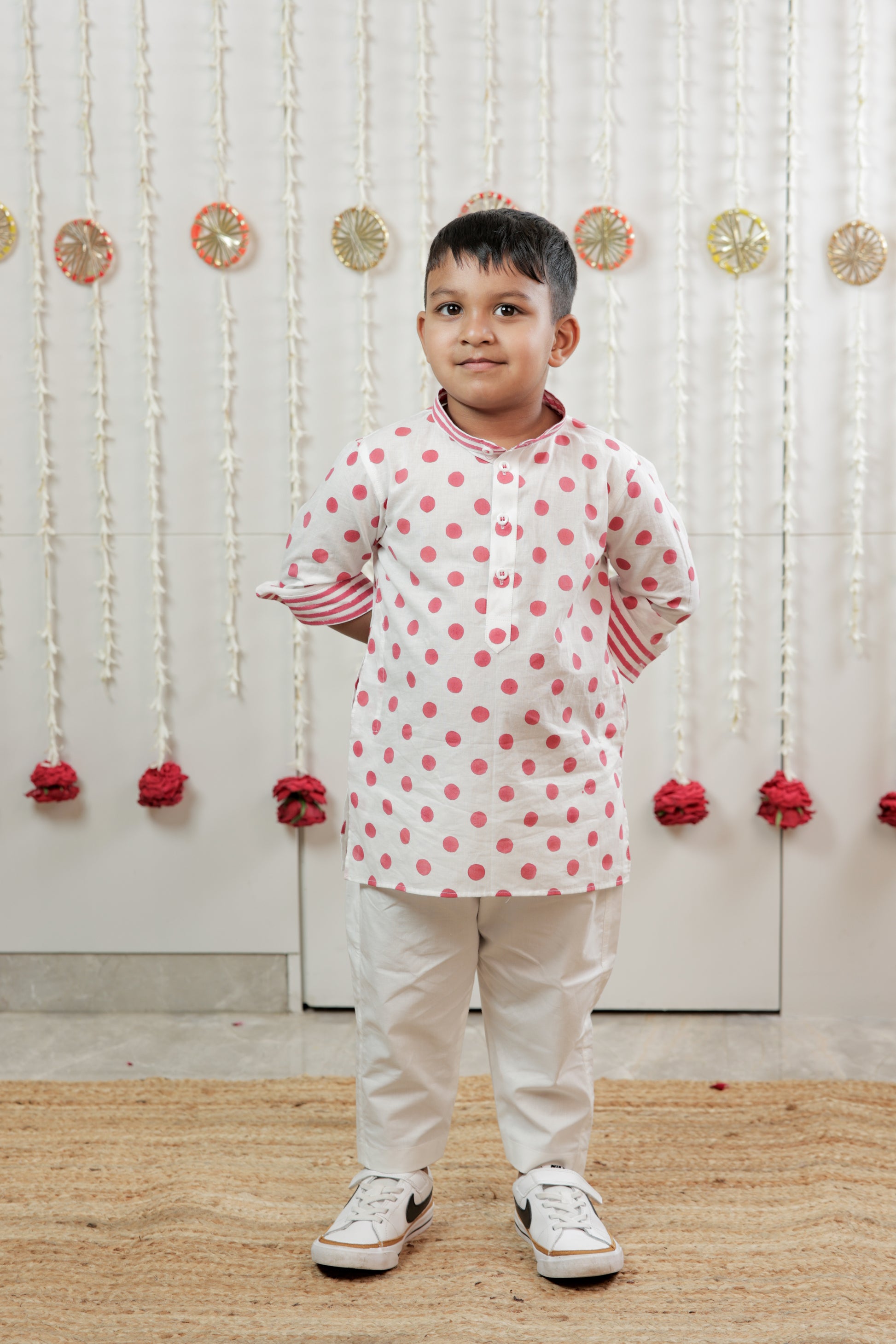 Classic Polka Kurta Set.