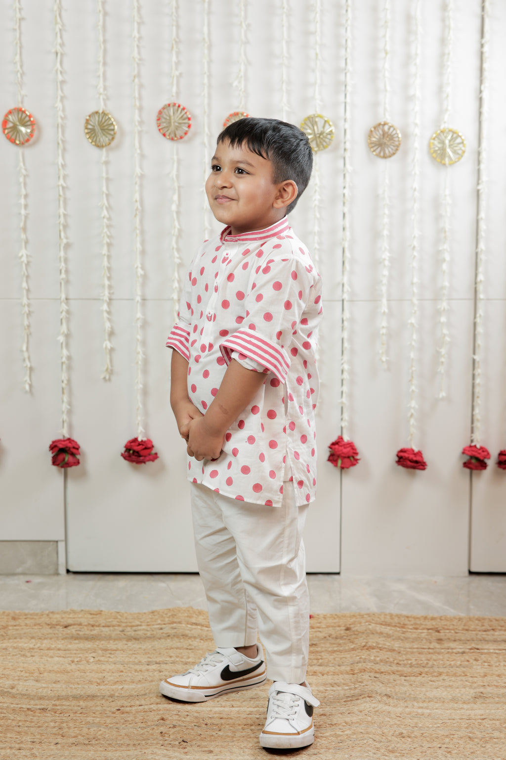 Classic Polka Kurta Set.