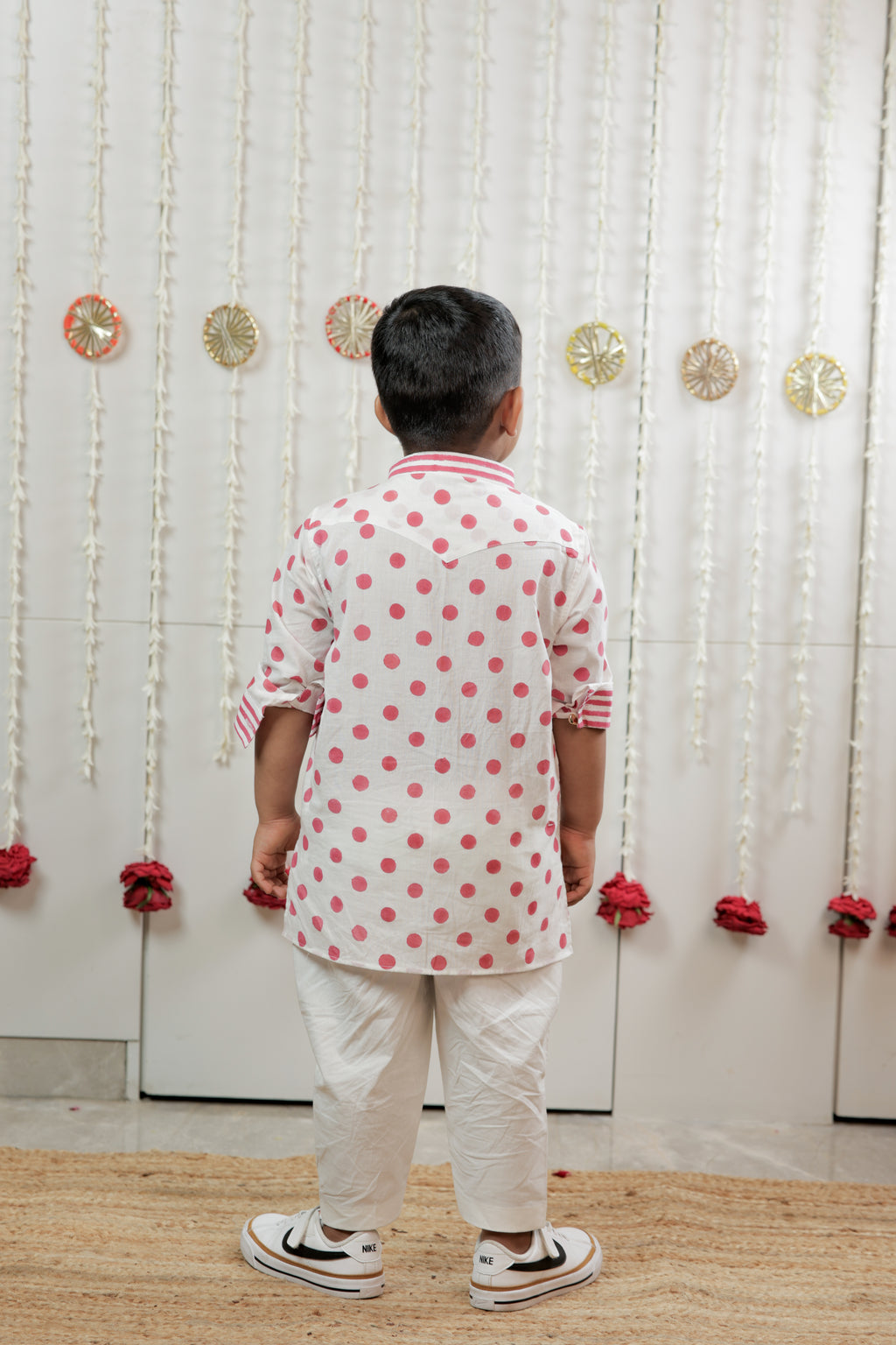 Classic Polka Kurta Set.