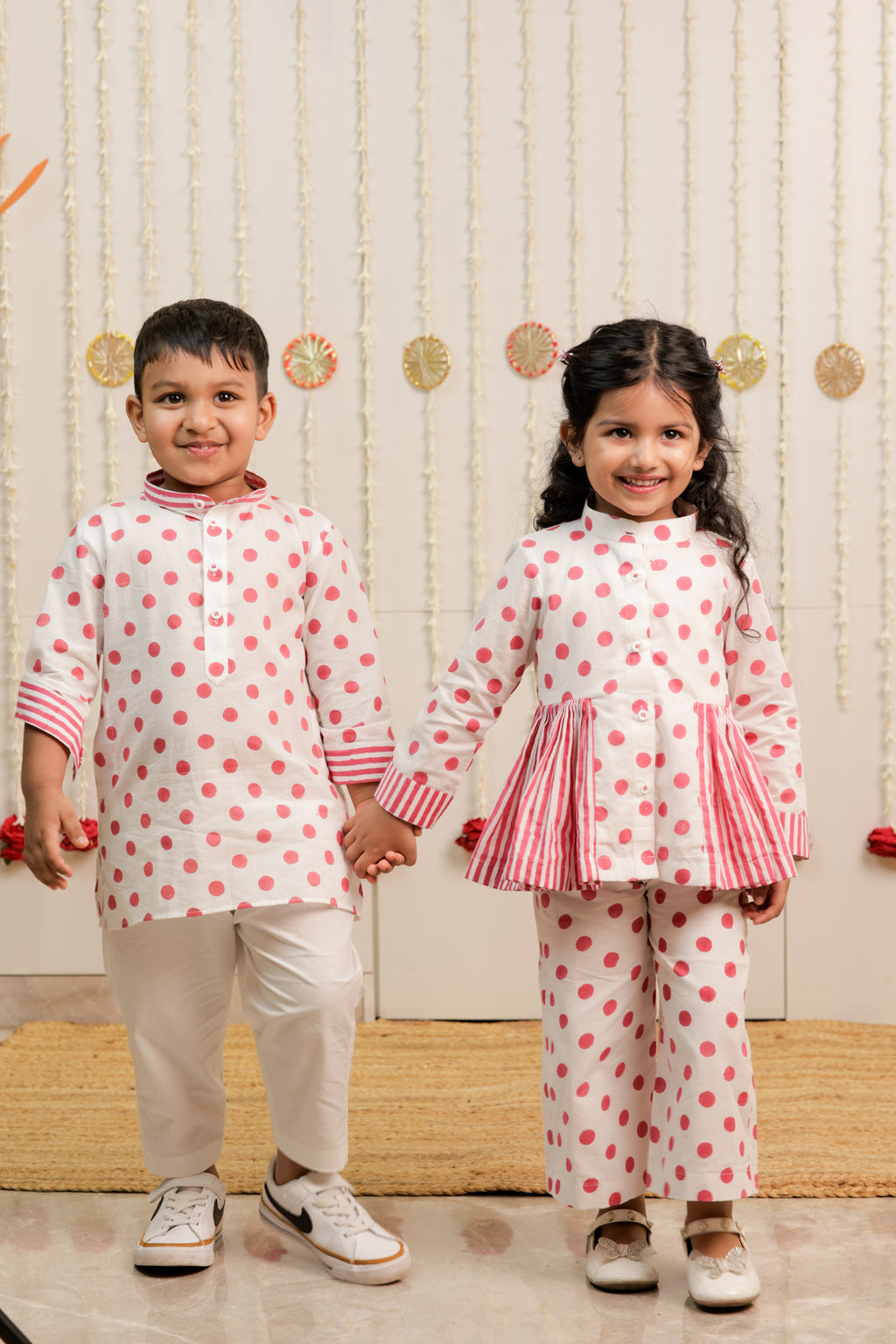 Classic Polka Kurta Set.