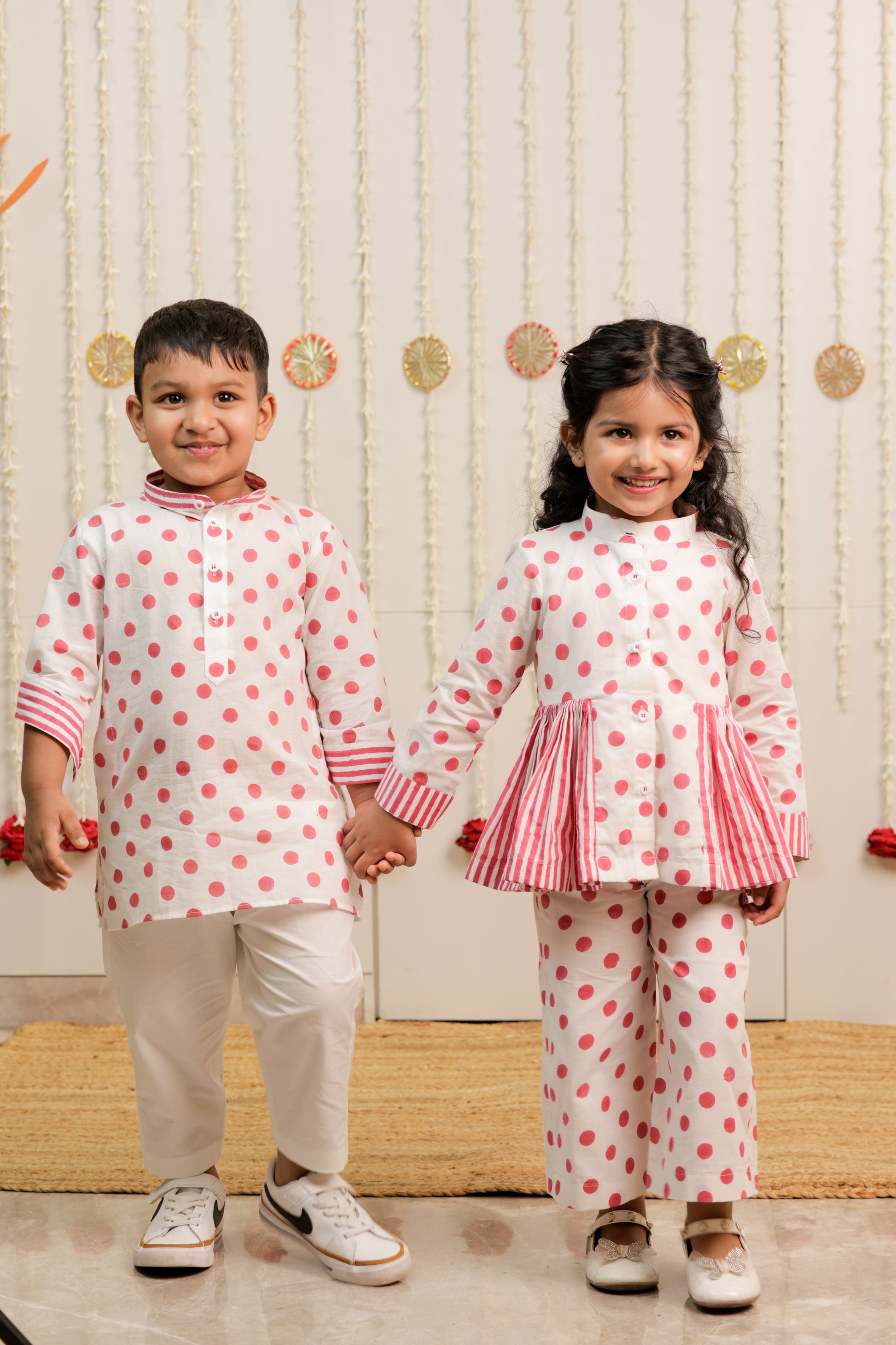 Classic Polka Kurta Set.