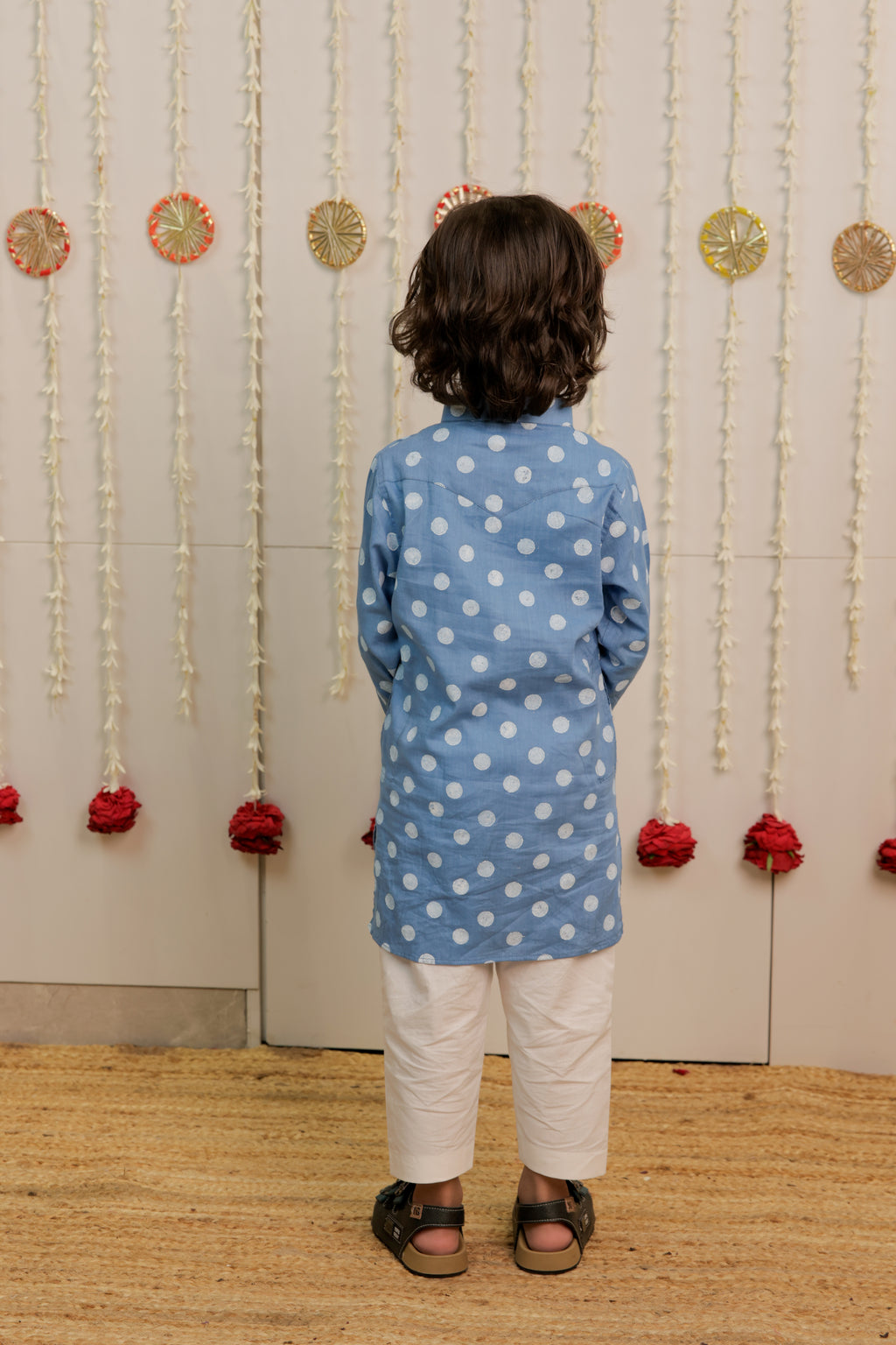 Sky Blue Polka Dot Kurta Set