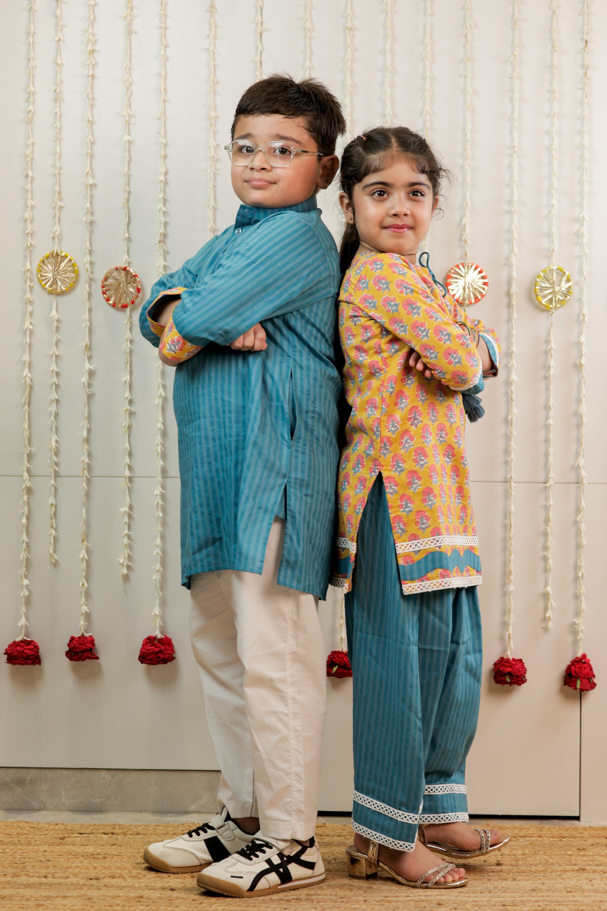 Petal & Stripe Kurta With Farshi Salwar