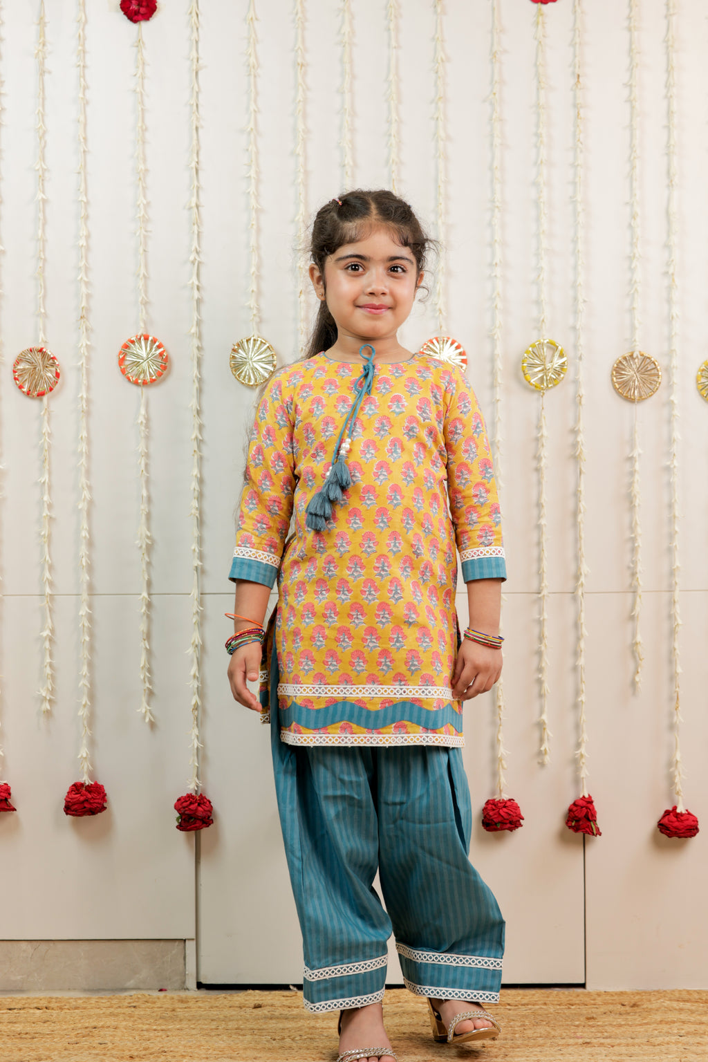 Petal & Stripe Kurta With Farshi Salwar