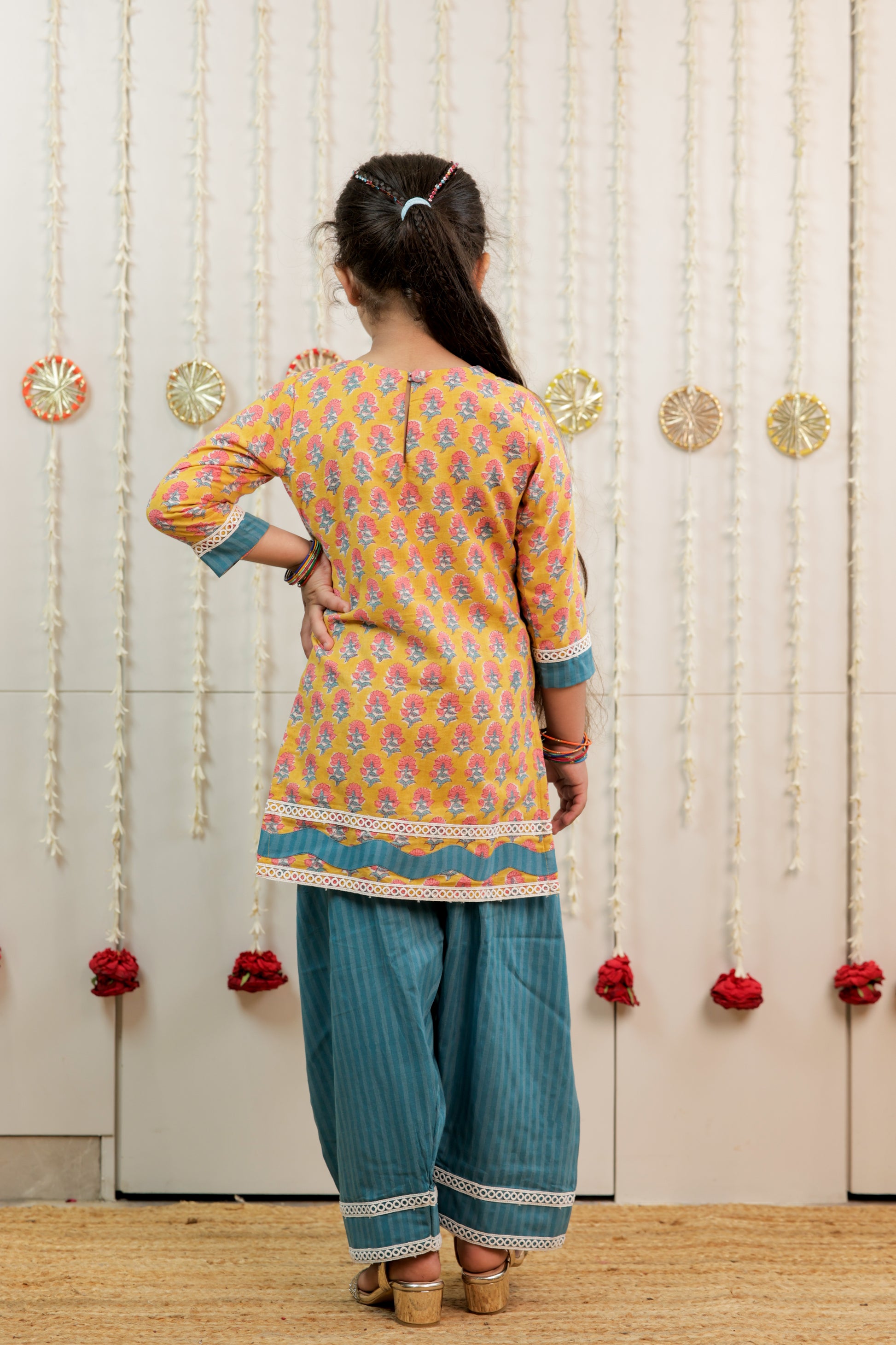 Petal & Stripe Kurta With Farshi Salwar