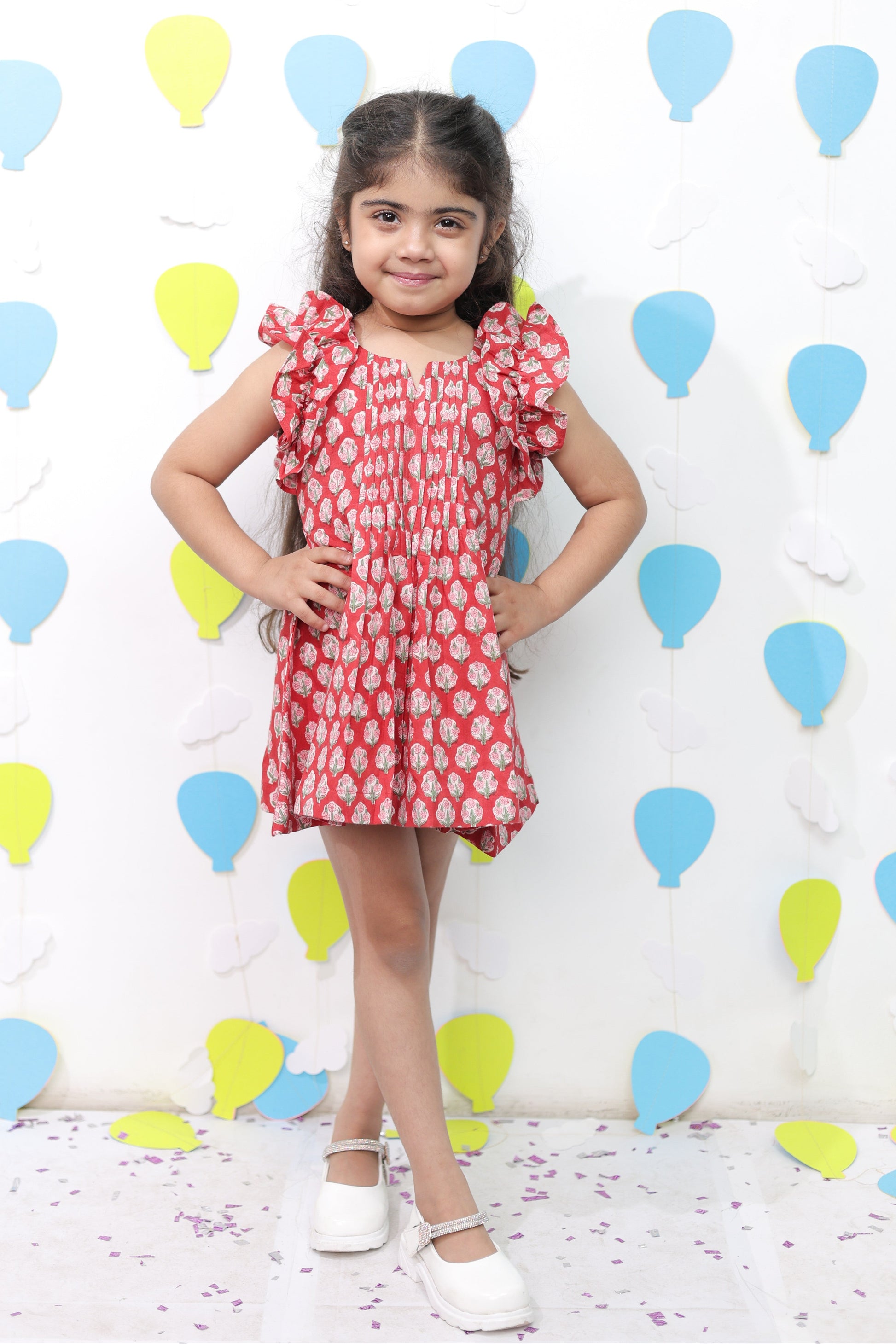 Red printed dress