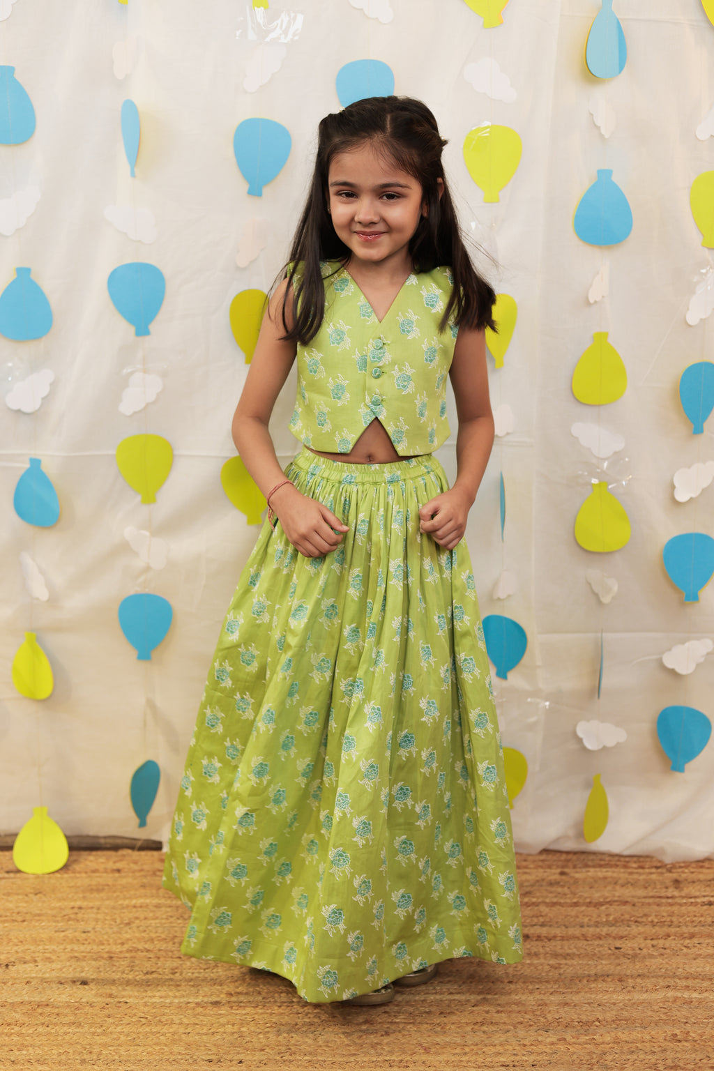 Green jacket with skirt set