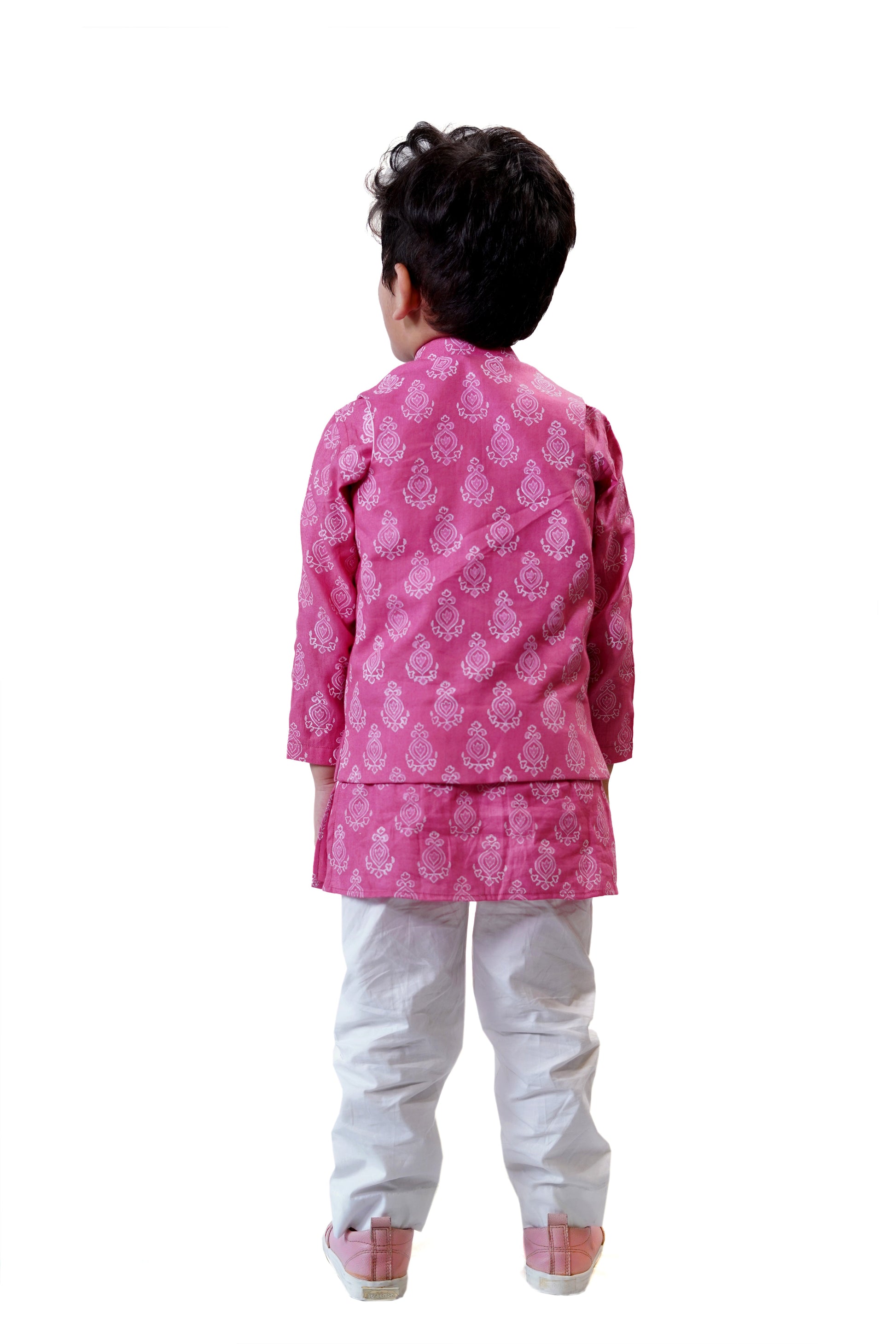 GULABI KURTA PAJAMA WITH JACKET SET