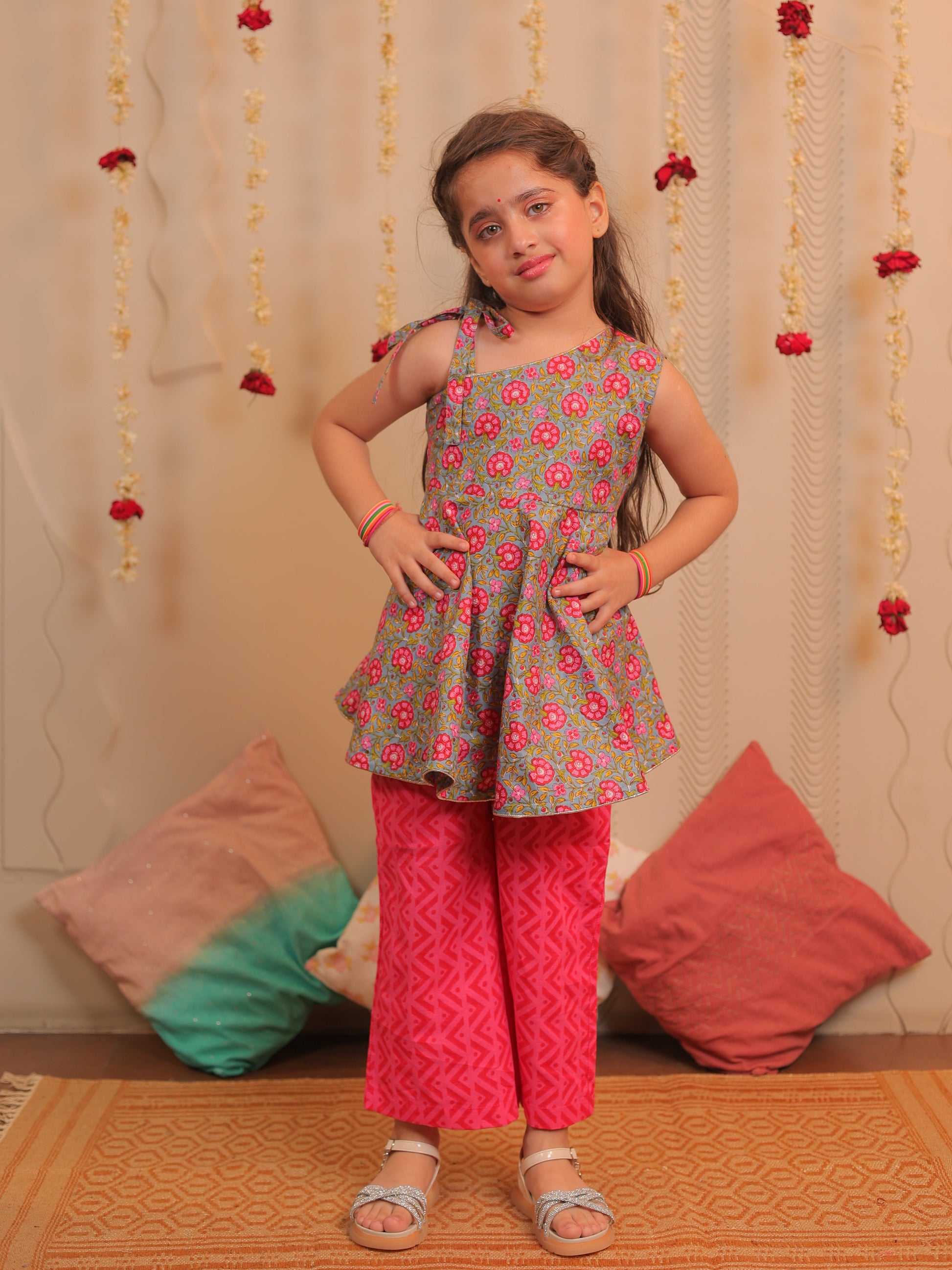 Gulab One shoulder Kurta with pants