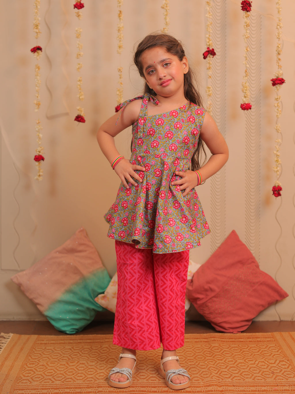 Gulab One shoulder Kurta with pants