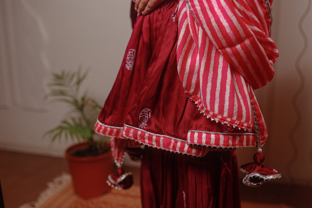 PURPLE PRINTED SHARARA SET WITH DUPATTA