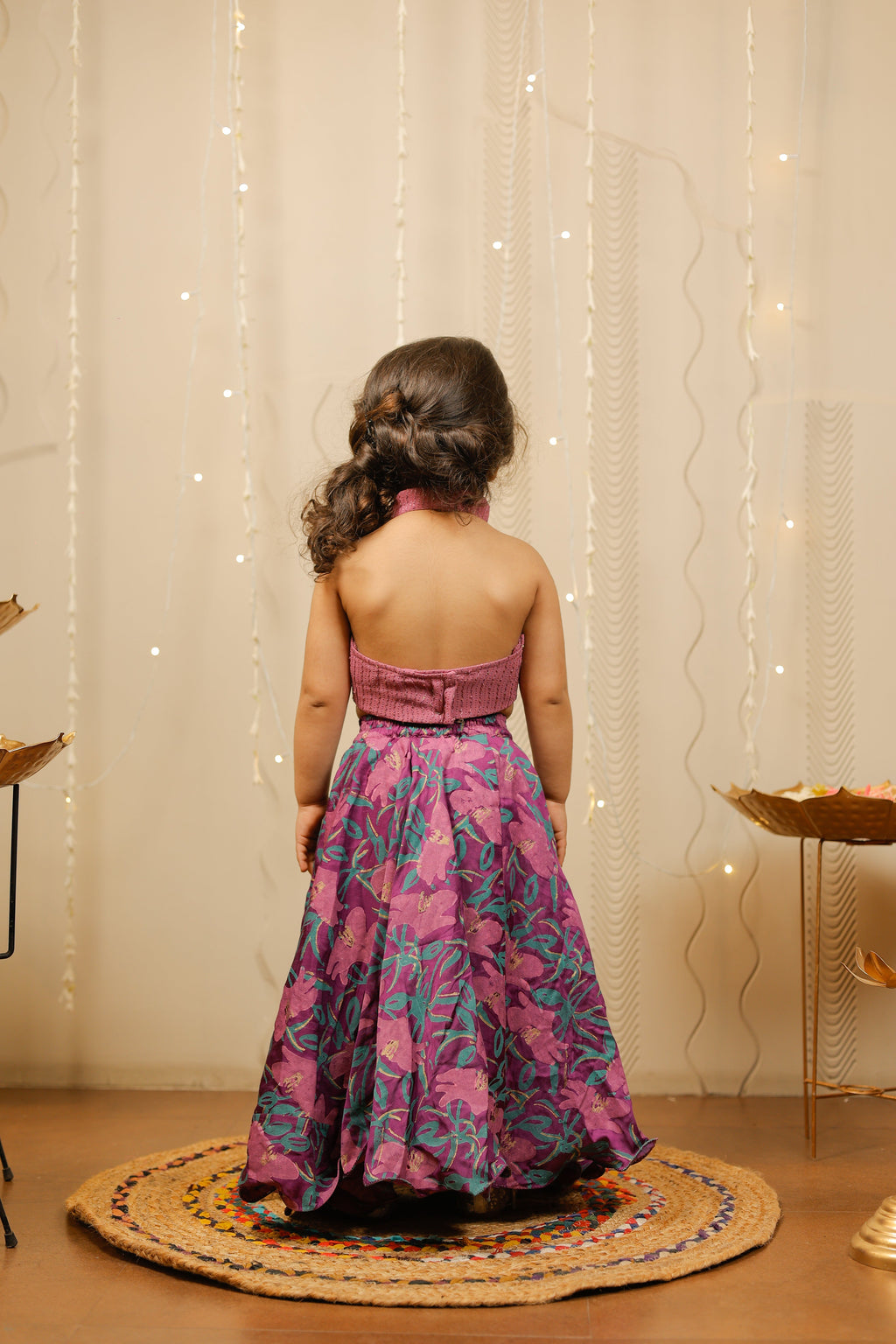 Purple floral skirt with crop top