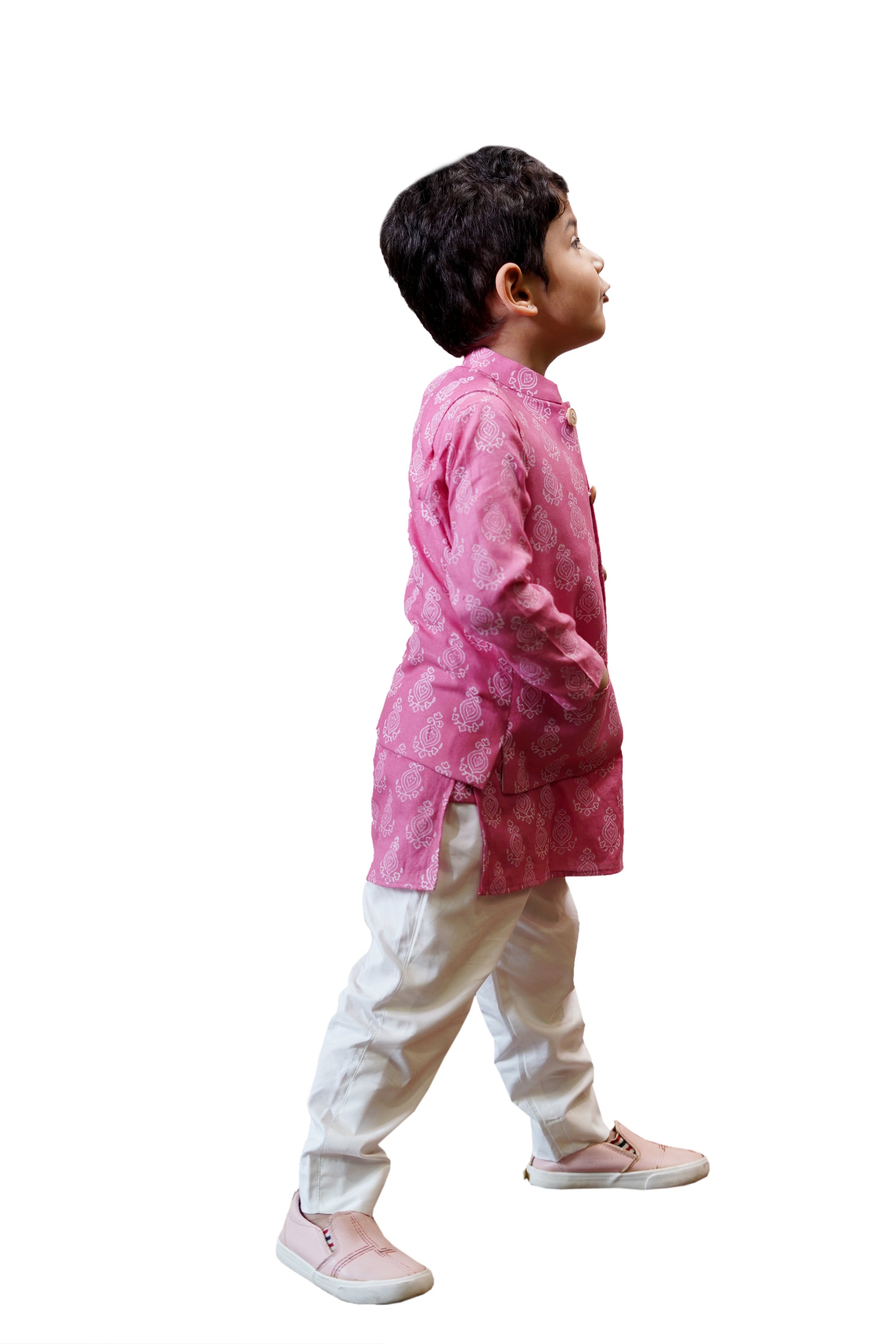 GULABI KURTA PAJAMA WITH JACKET SET