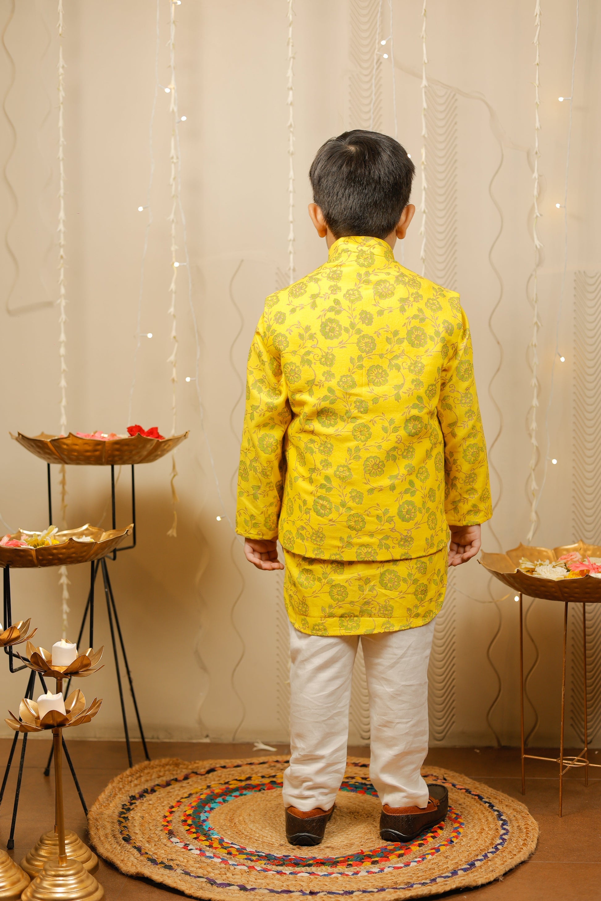 Yellow Kurta with jacket set