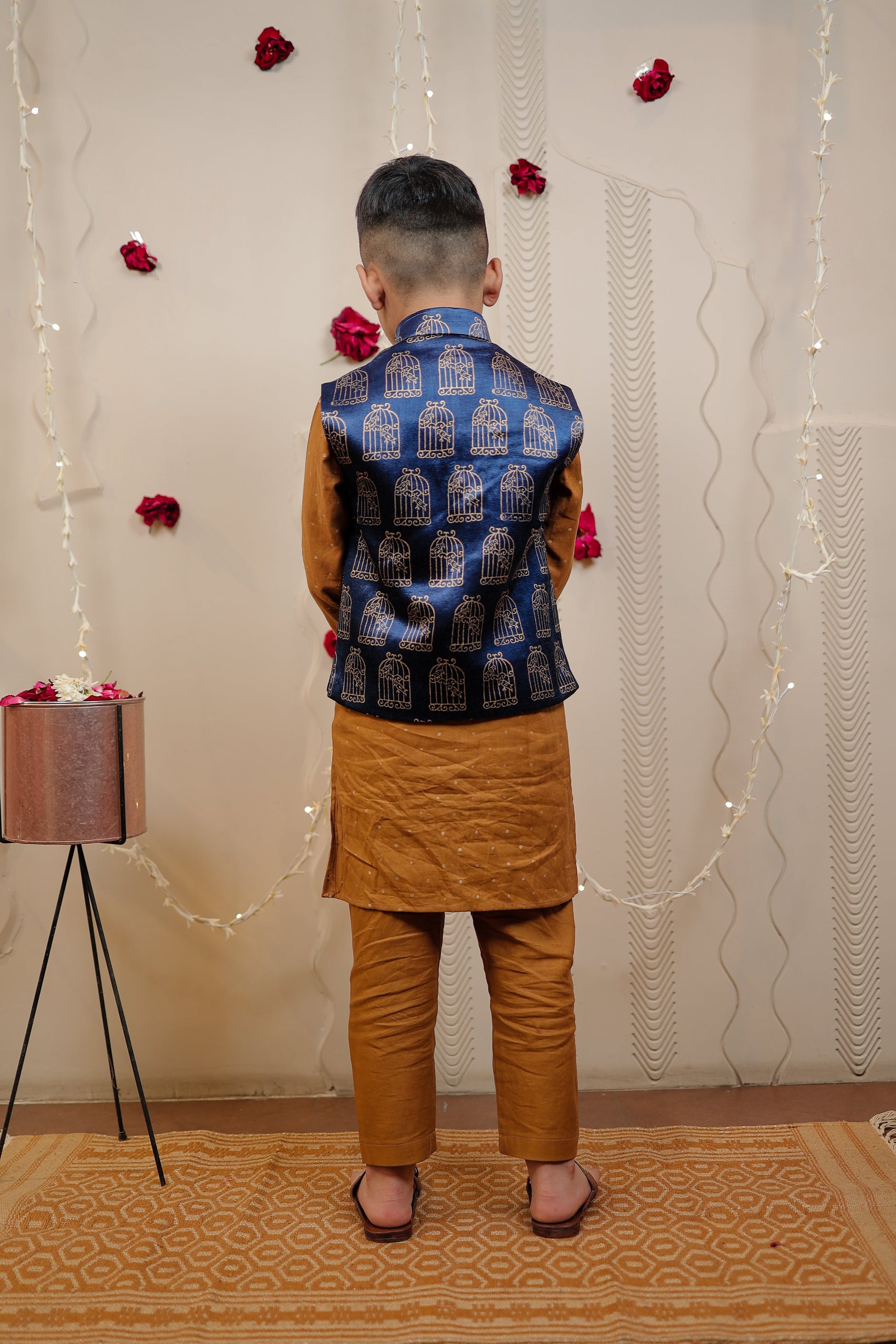 Mustard kurta set with jacket