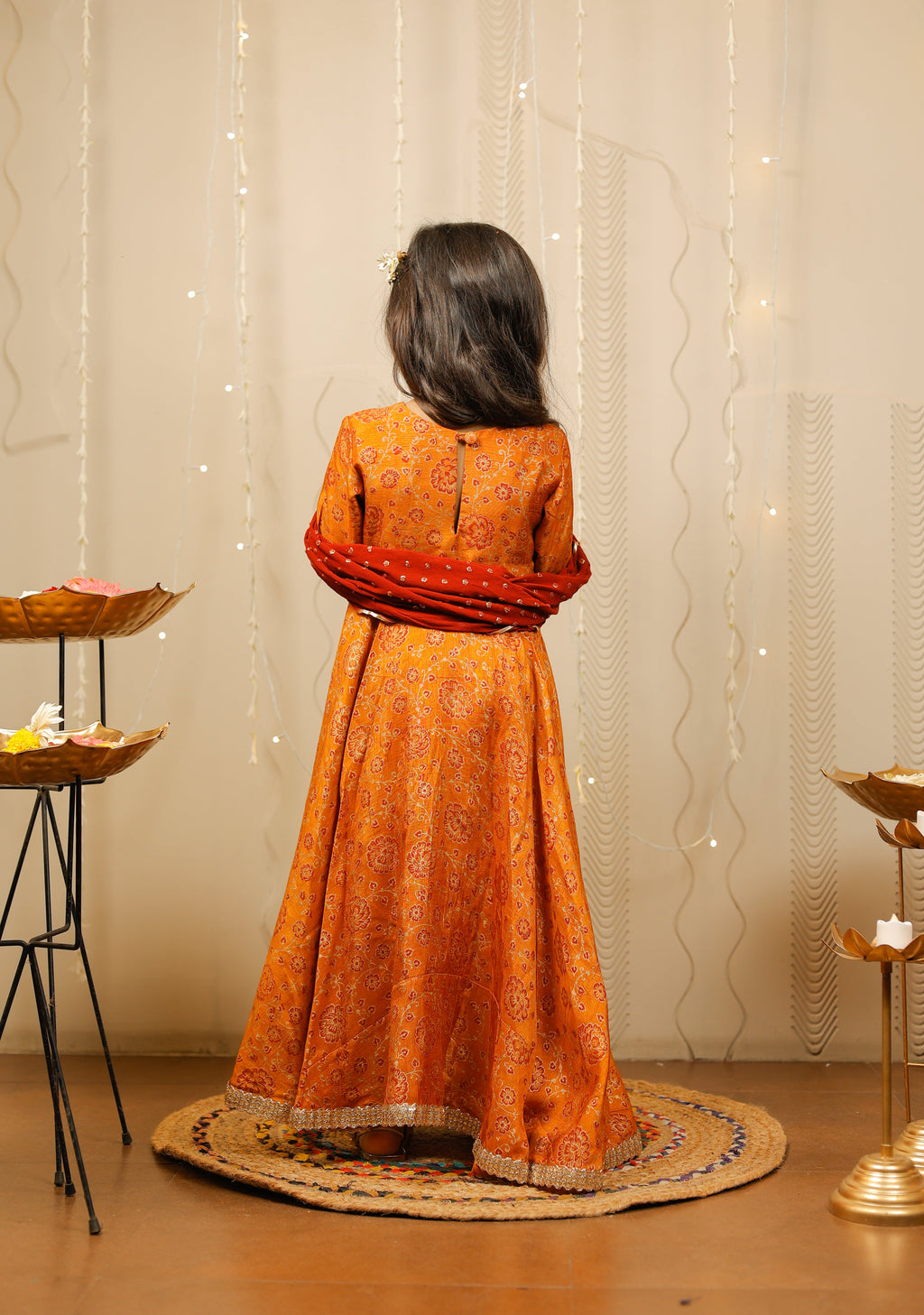 Mustard full length kurta with dupatta