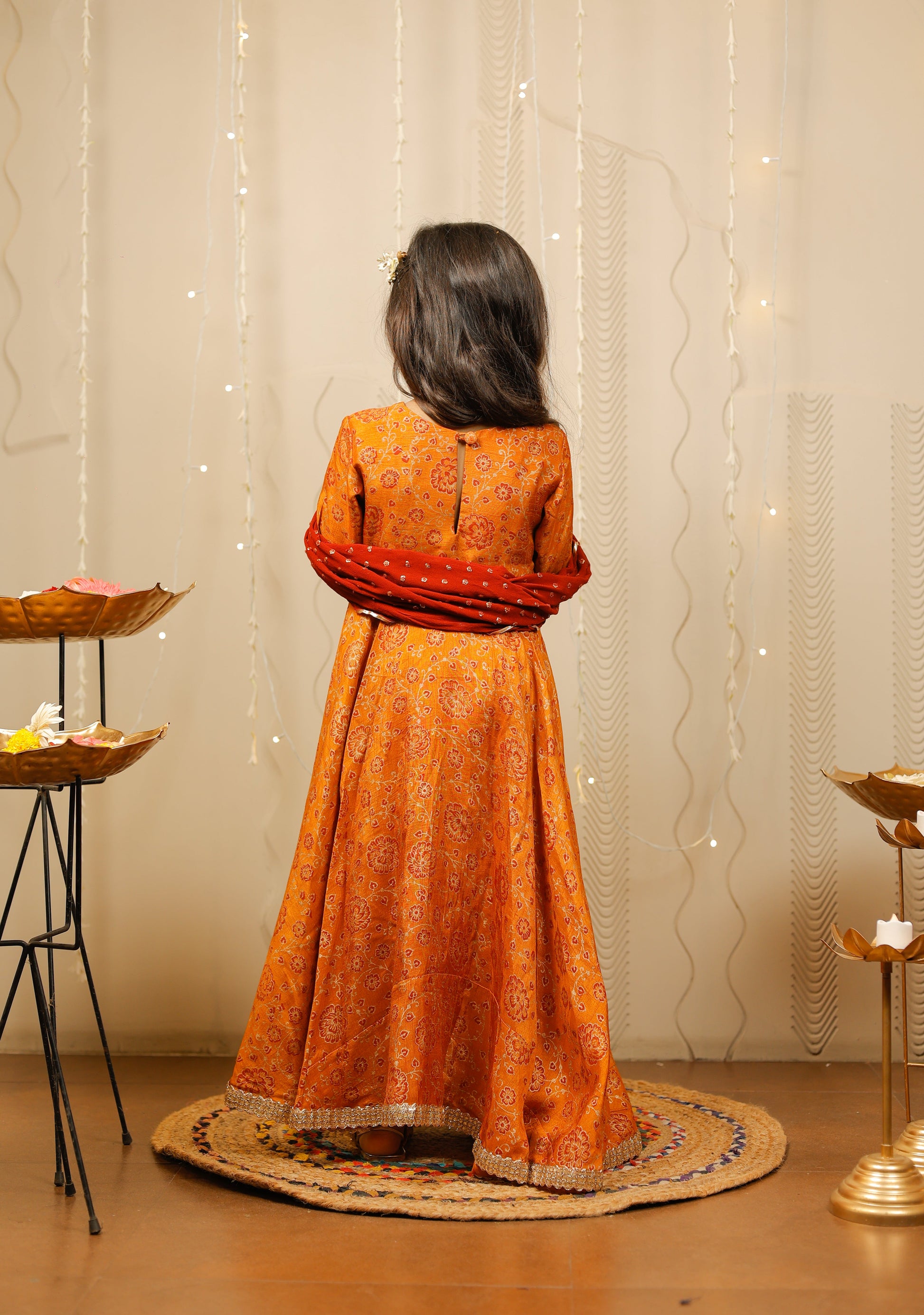 Mustard full length kurta with dupatta