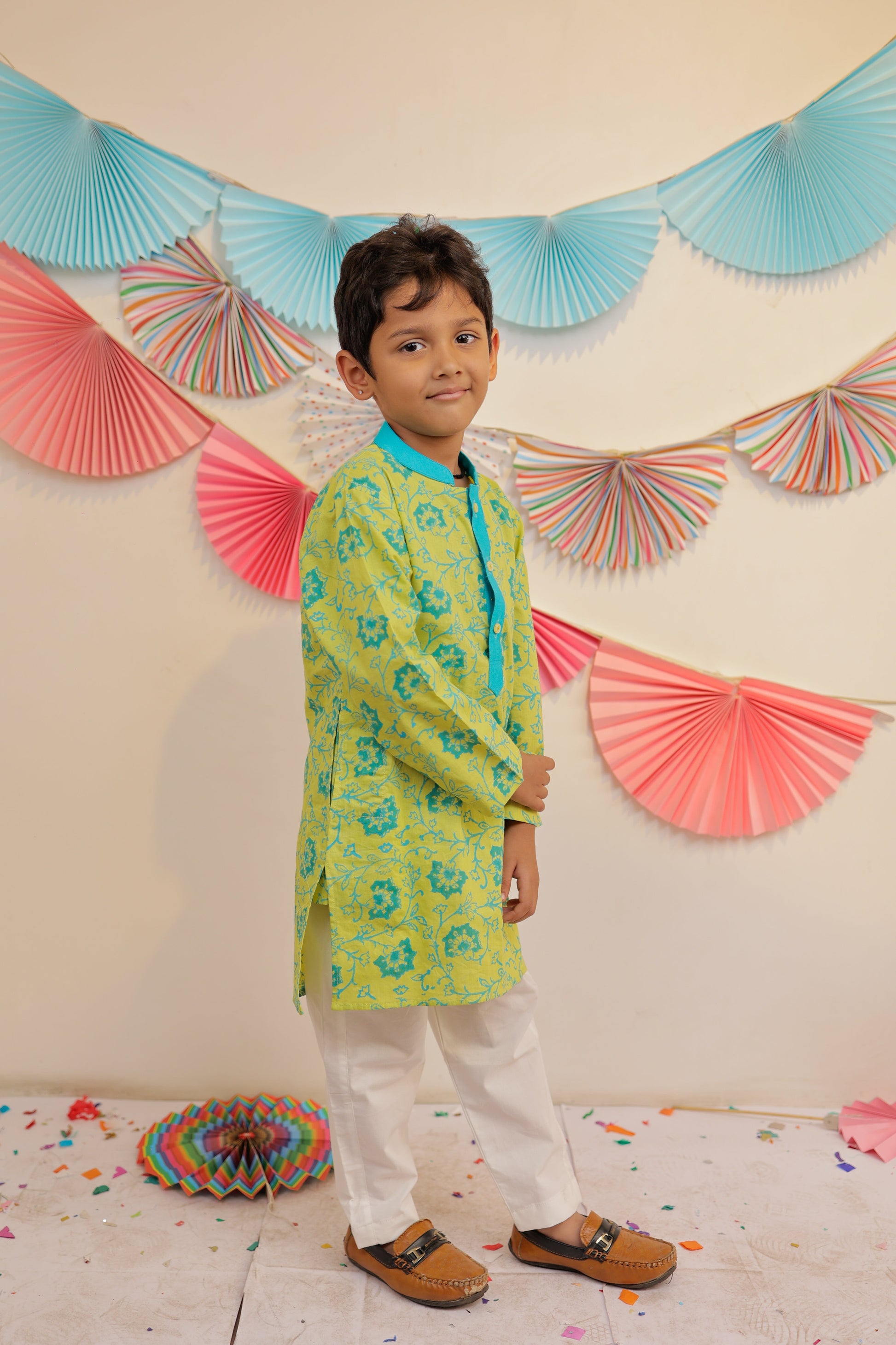 Green Garden Kurta Pyjama
