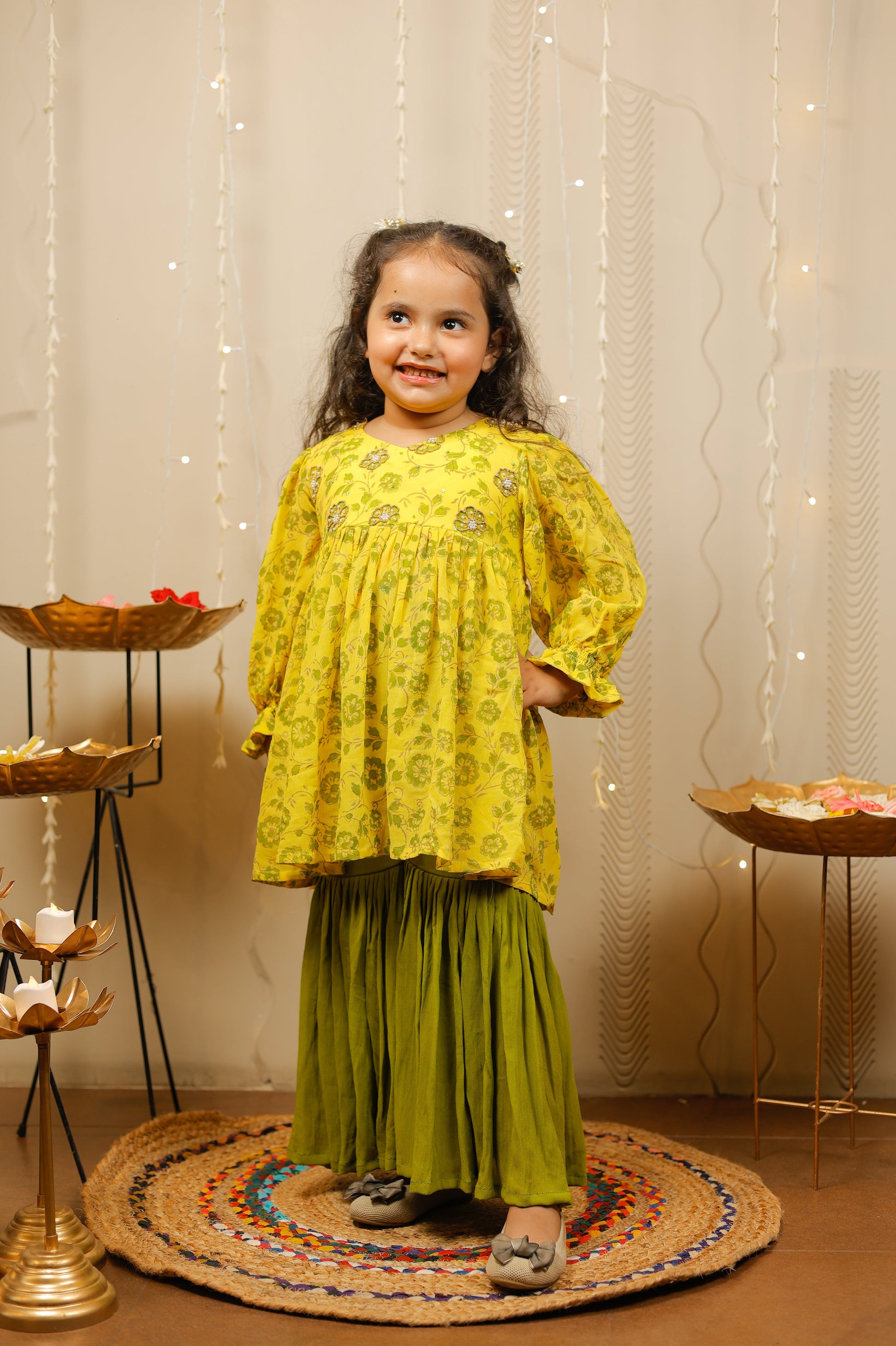 Yellow sharara set