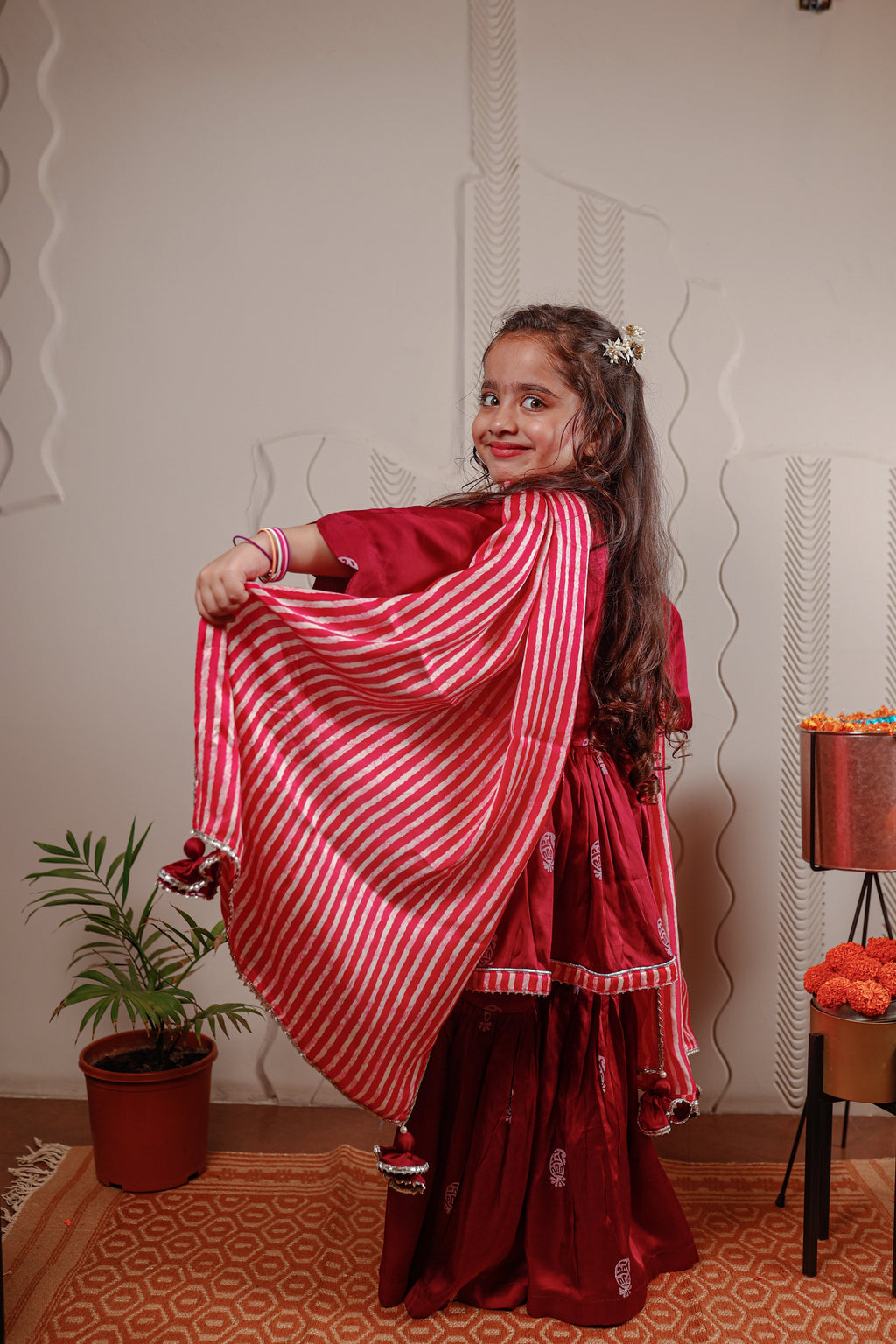PURPLE PRINTED SHARARA SET WITH DUPATTA